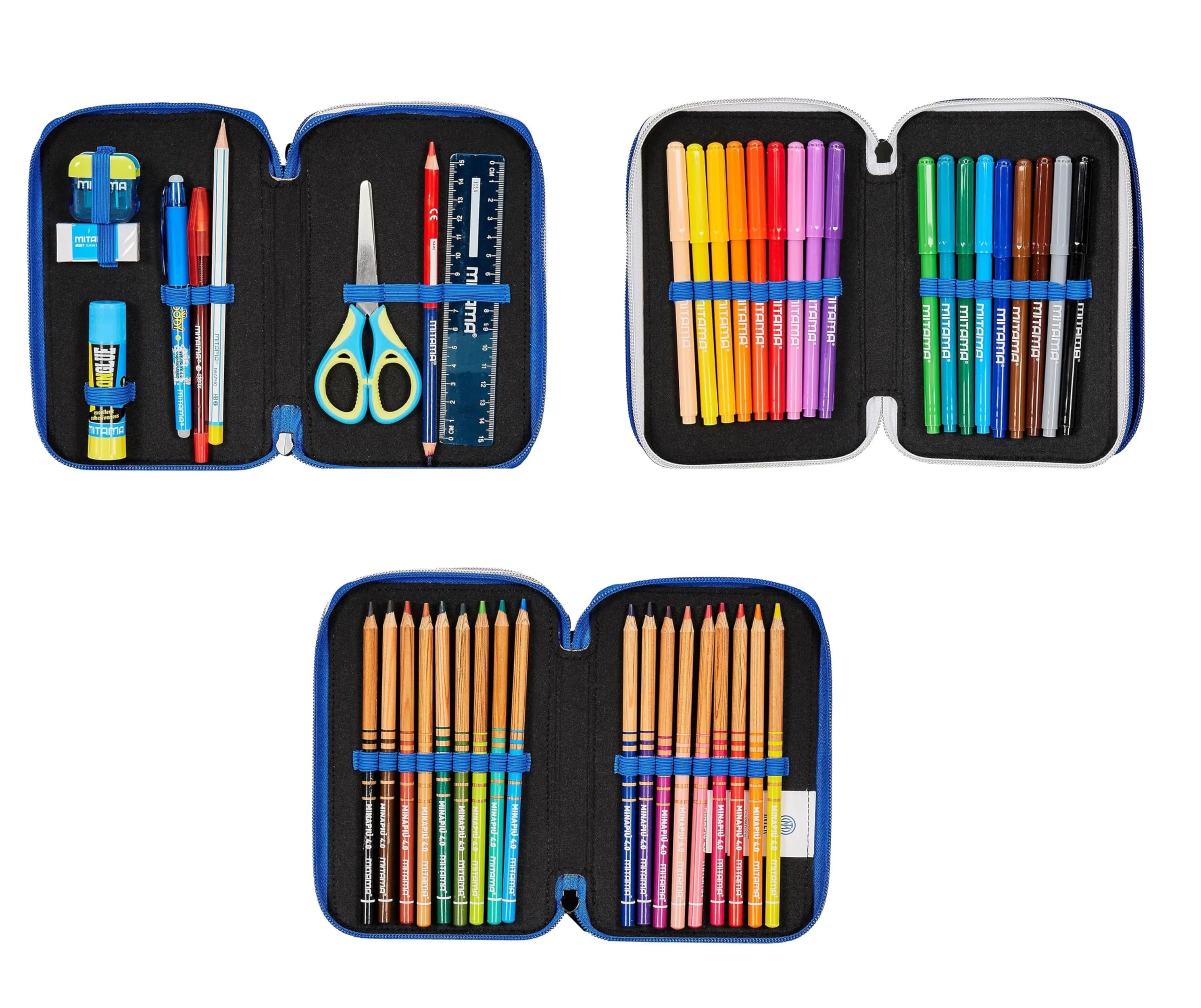 ZAINO SCUOLA FC Inter estensibile 2020 + ASTUCCIO 3 PIANI COMPLETO + omaggio penna glitterata e portachiave fischietto