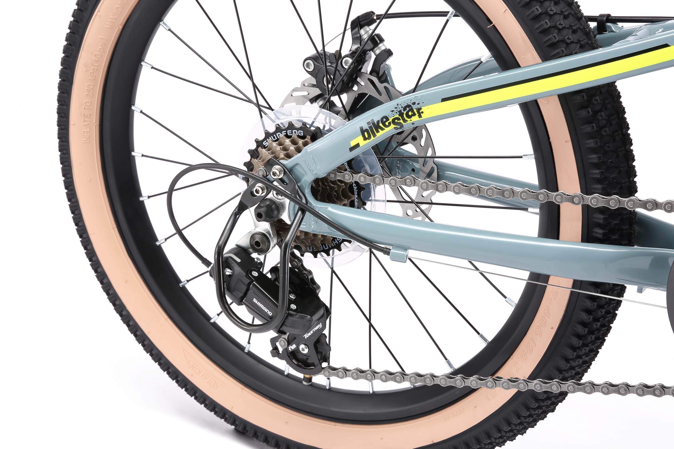BIKESTAR VTT Vélo Tout Terrain pour Enfants de 6-9 Ans | Bicyclette 20 Pouces 7 Vitesses Shimano, Hardtail, Freins Disque, Suspension