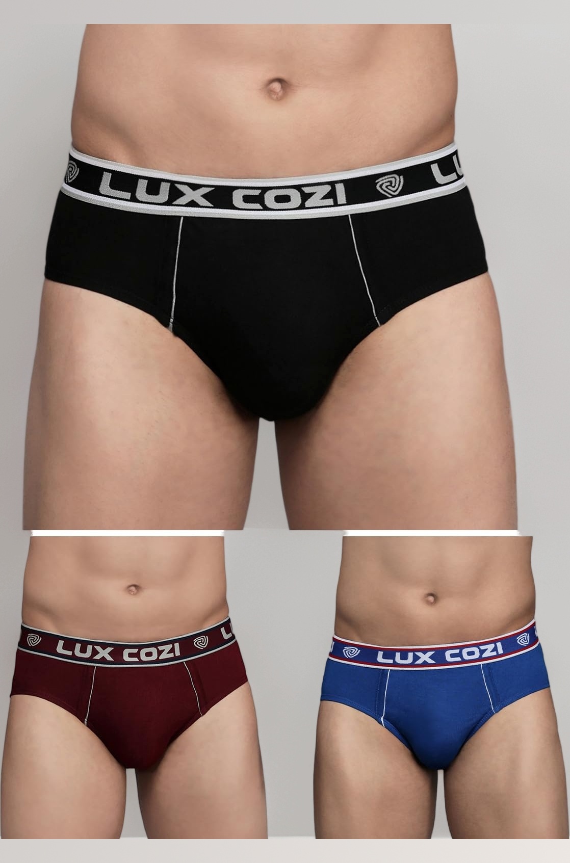 Men's 100% Cotton Brief (Pack of 3) (Color & Prints May Vary)