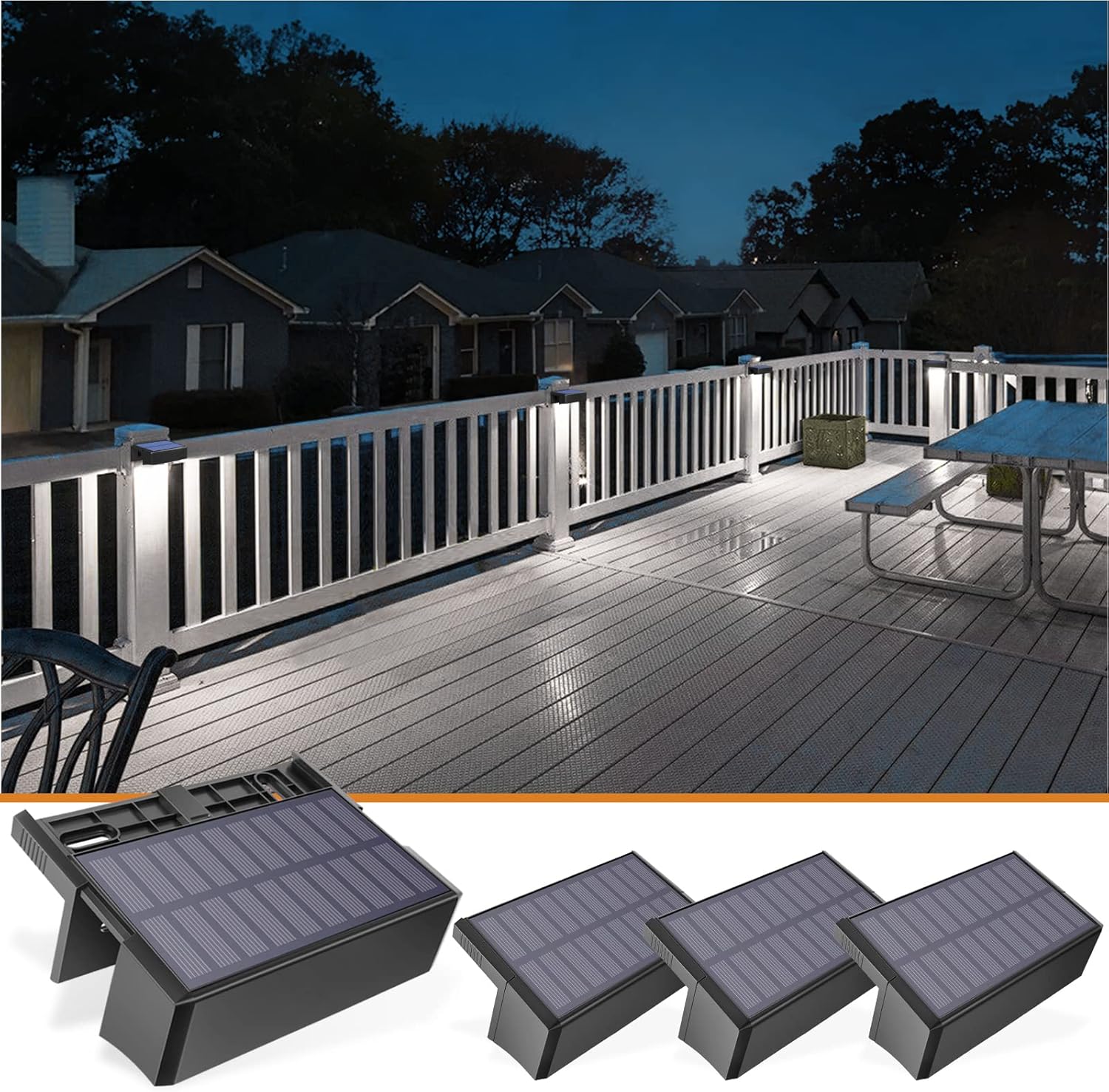 VOLISUN Solar Deck Lights Outdoor Fence Lights Step Lights, 4pack Warm