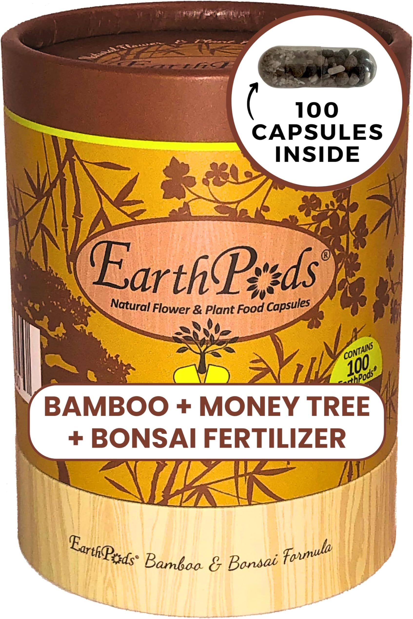 100 EarthPods - Premium Bio Organic Bonsai Tree Fertilizer Spikes - Special Formulated Money Tree & Lucky Bamboo Fertilizer - Made in USA