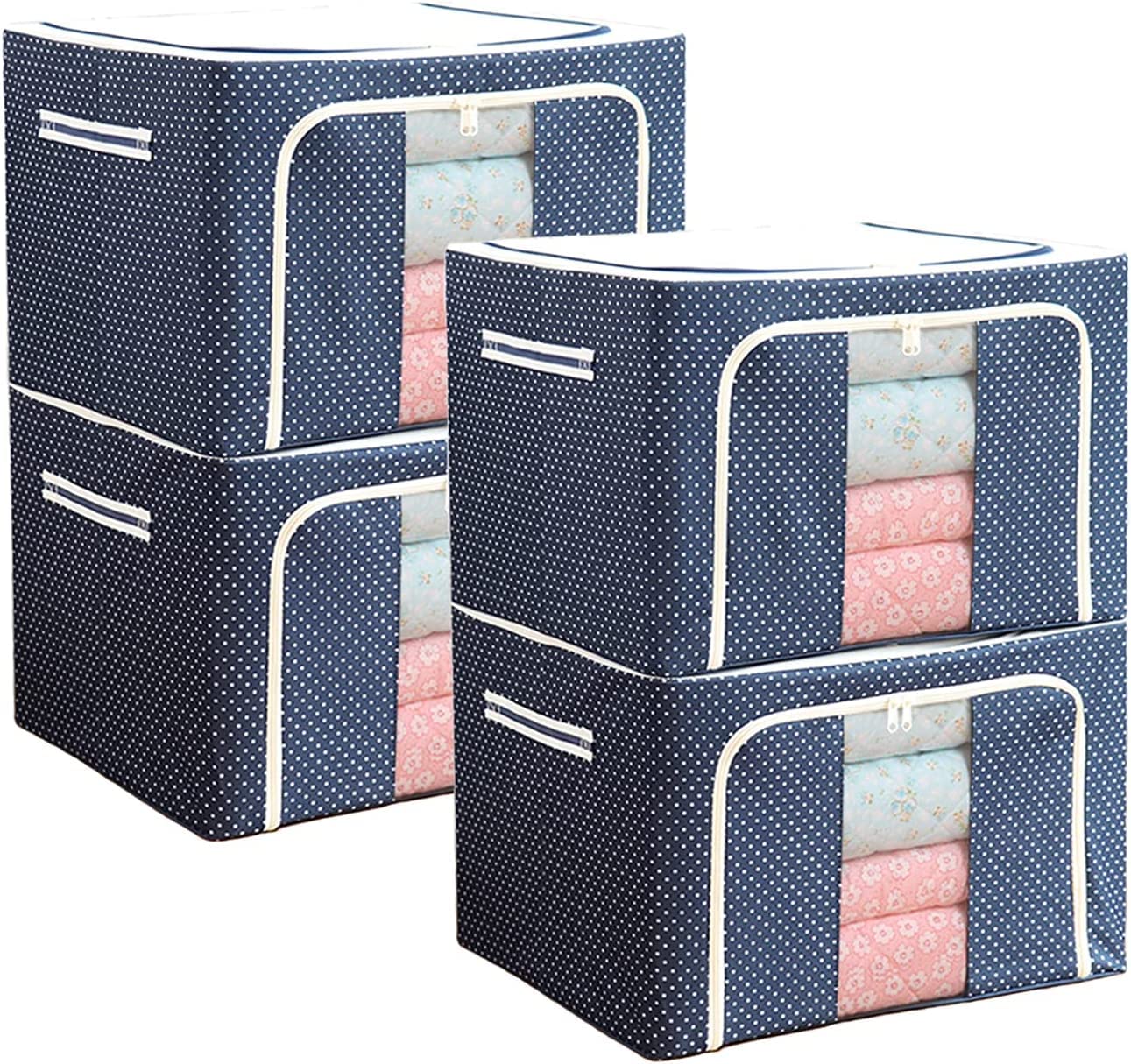 STOREZY® Storage Box for clothes Cloth storage box wardrobe organizers (55 LTR Pack of 4, Blue Polka) (B0C1NZXWQH) Amazon Price History, Amazon Price Tracker