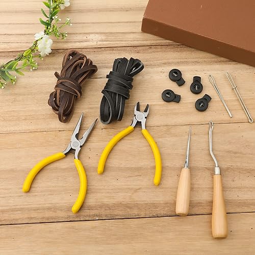 Miniatura 3 de Kit de reparación de guantes de béisbol de 12 piezas, incluye tiras de cuero, enhebrador de encaje para guantes de béisbol, cerraduras de guante,