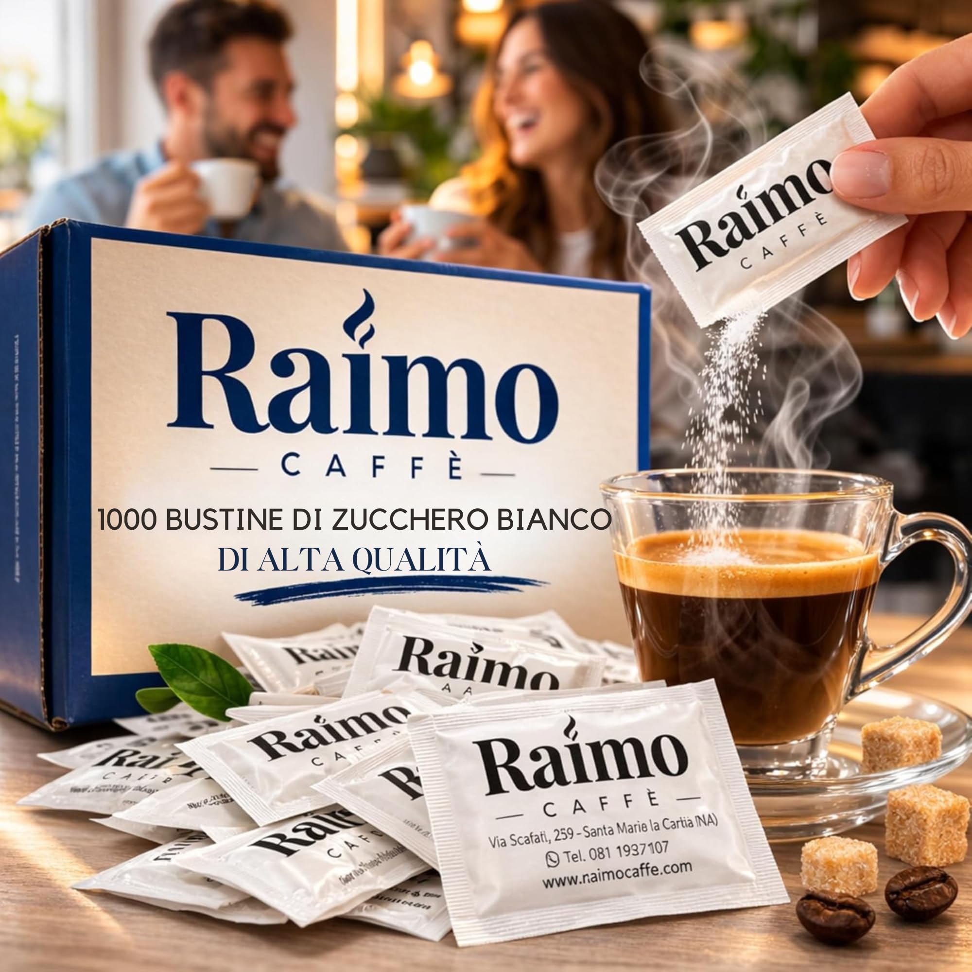 1000 Zucchero Bustine Bianco Monodose 4 g – Bustine Zucchero Monodose Prodotto In Italia - Ideale per Bar, Ufficio, Hotel e Catering – Porzioni Igieniche per Caffè, Tè e Bevande Calde