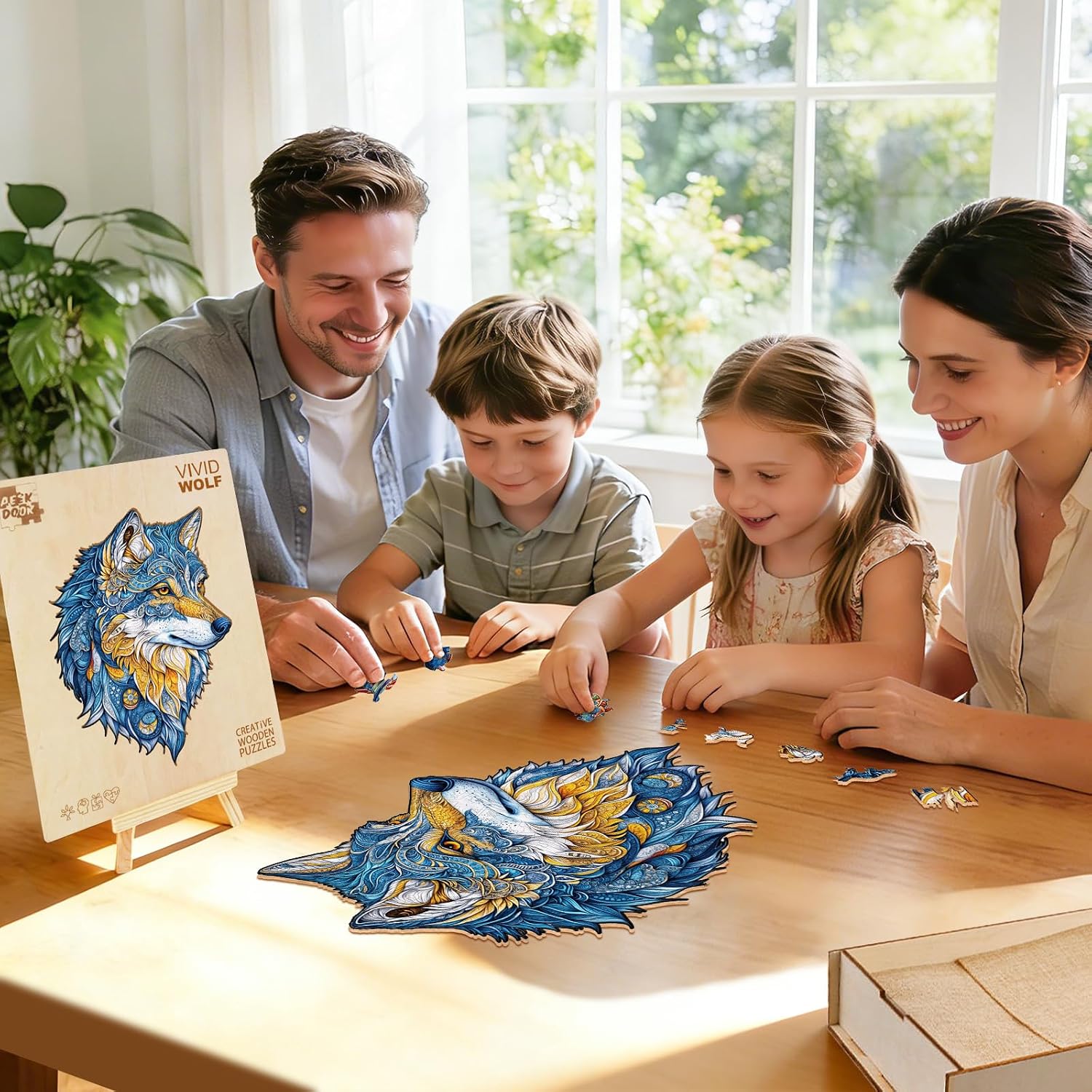 Wooden Puzzles for Adults - Vivd Wolf Wood Puzzles Adult - Unique Animal Shape Wooden Jigsaw Puzzles for Adults - Fathers Day Decor Gifts Idea for Dad (13.1 * 9.1in -200 Pieces)