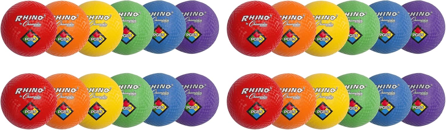 Champion Sports Playground Balls – Single Balls & Sets, Multiple Colors, Durable Nylon-Wound Construction for Kickball & Indoor/Outdoor Play