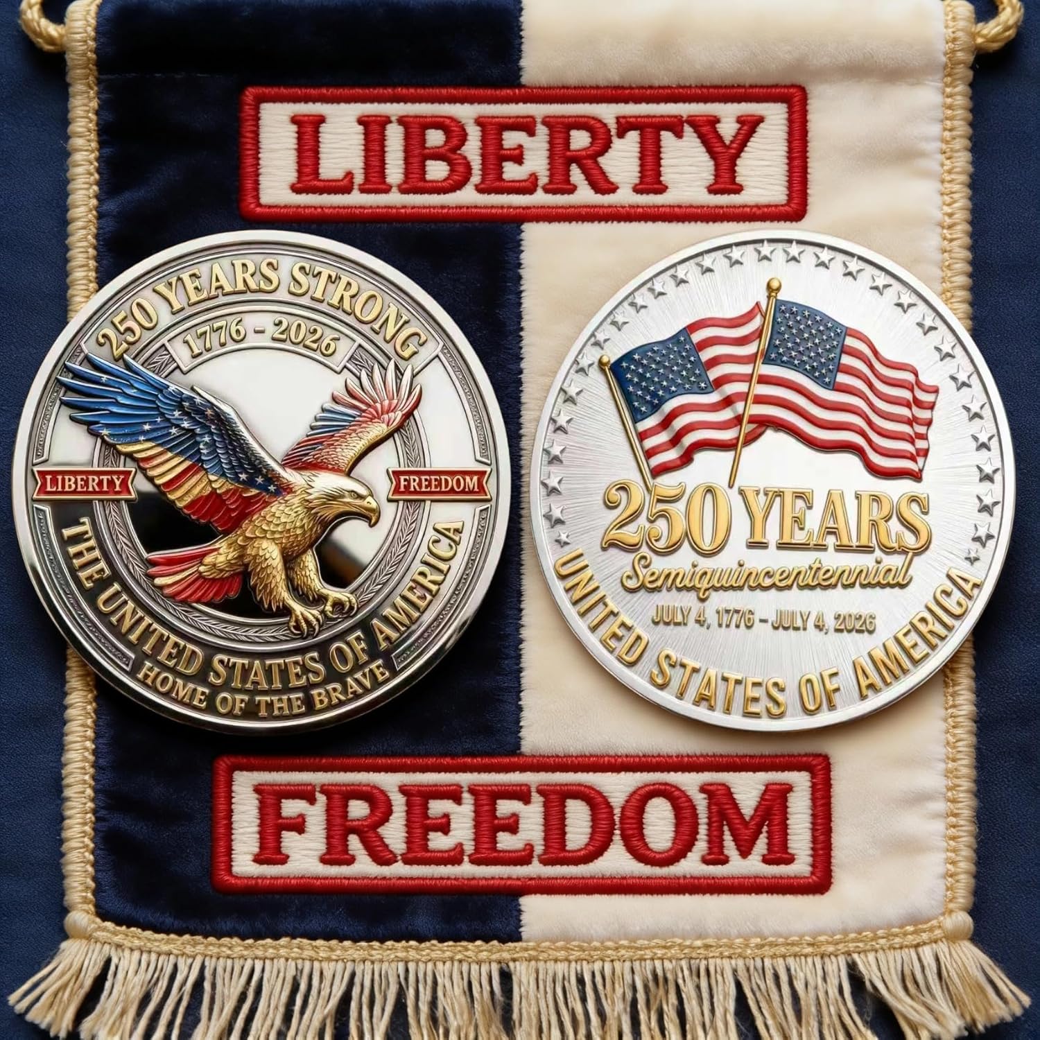 250 Years Strong United States Semiquincentennial Commemorative Coin, US 250th Anniversary 1776–2026 Patriotic Challenge Coin, America 250th Anniversary Collector Token, Gift for Patriots (20PCS)