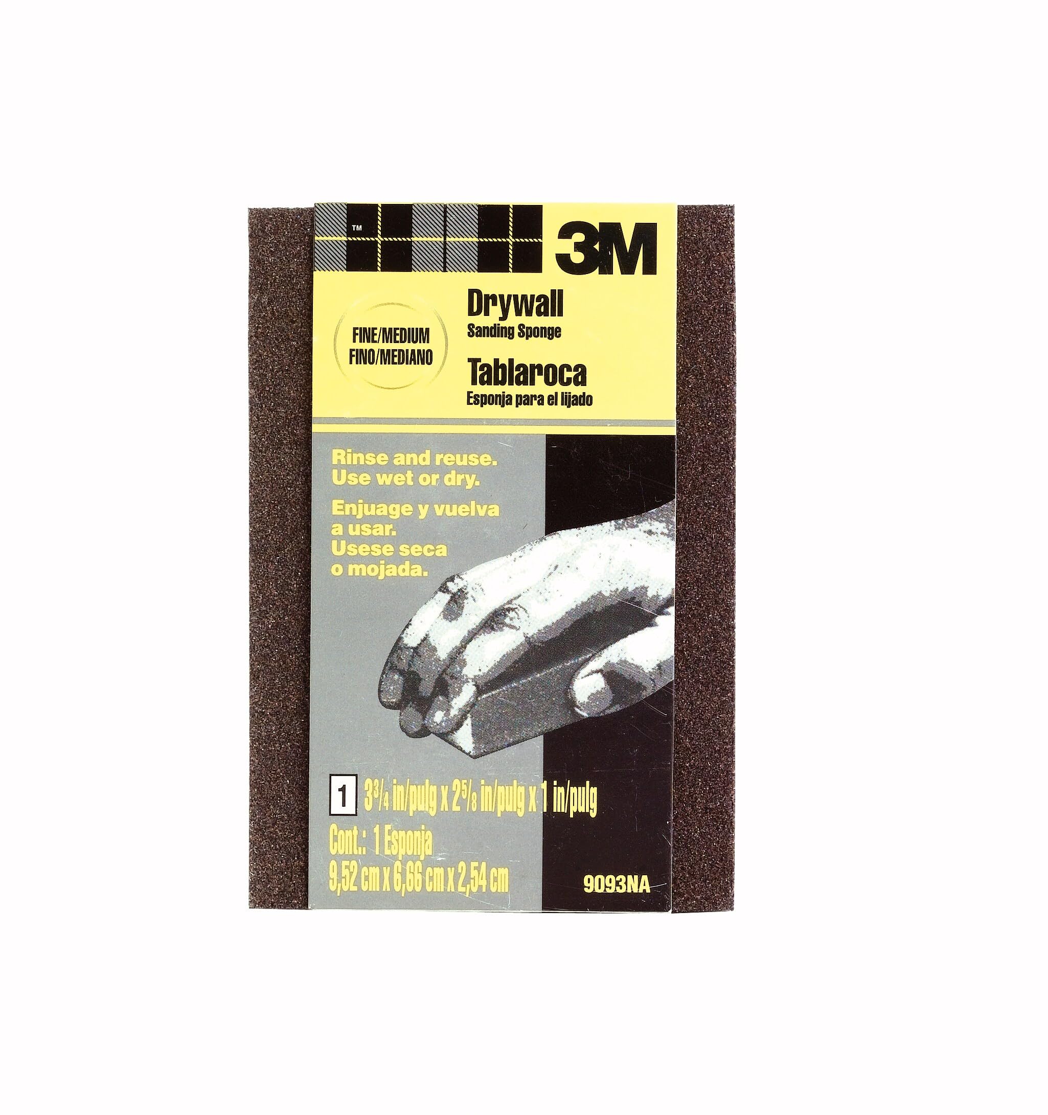3M Küçük Alan Alçıpan Zımpara Süngeri, 9,5 cm x 6,7 cm x 2,5 cm, İnce/Orta
