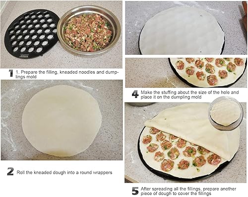 Miniatura 7 de Alvinlite Fabricante ruso de ravioles, Molde de bolas de masa hervida de 37 agujeros, Fabricante de metal Pelmeni de aluminio, Máquina para hacer