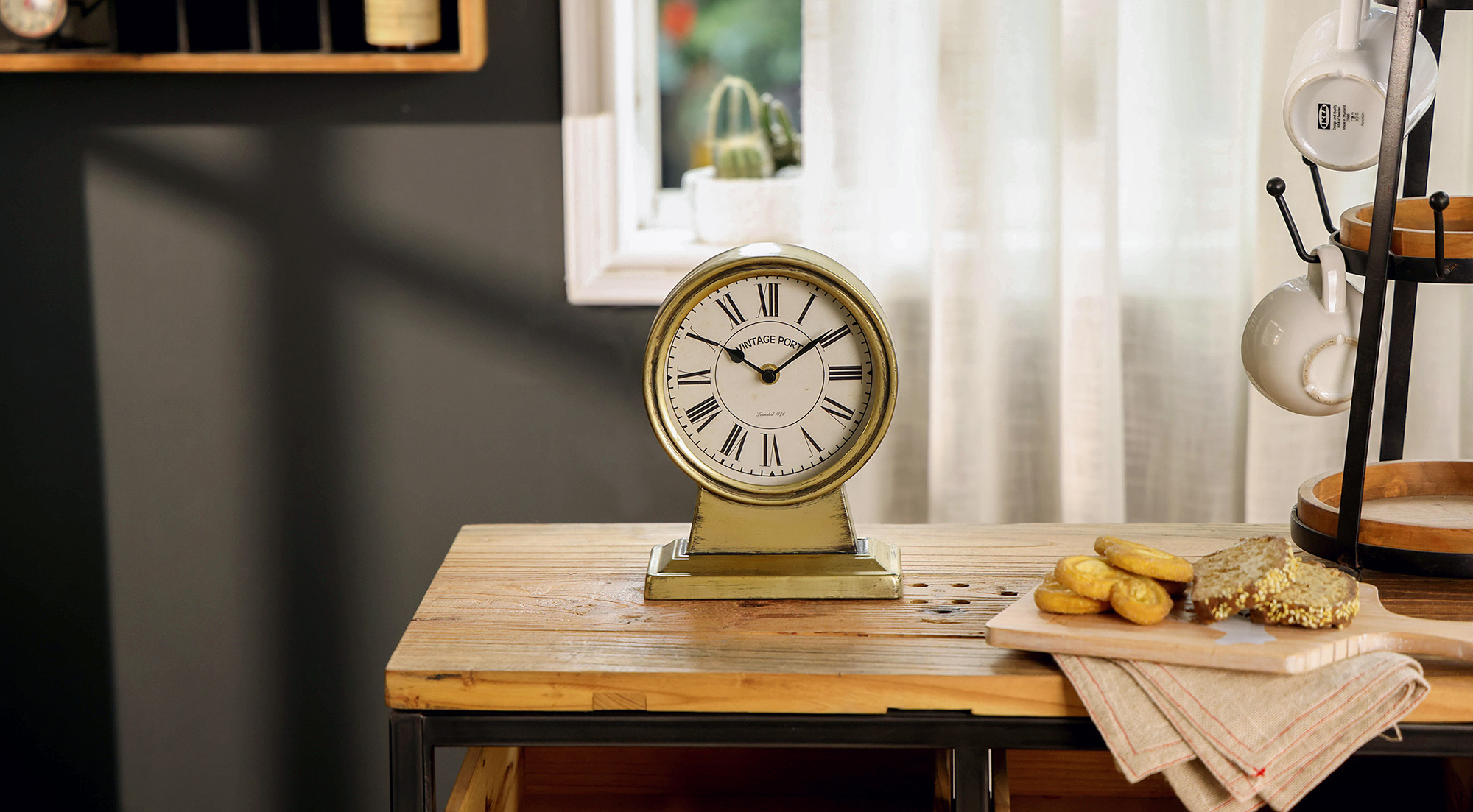 NIKKY HOME Vintage Tafelklok - Stil Niet-tikkend, Op Batterij