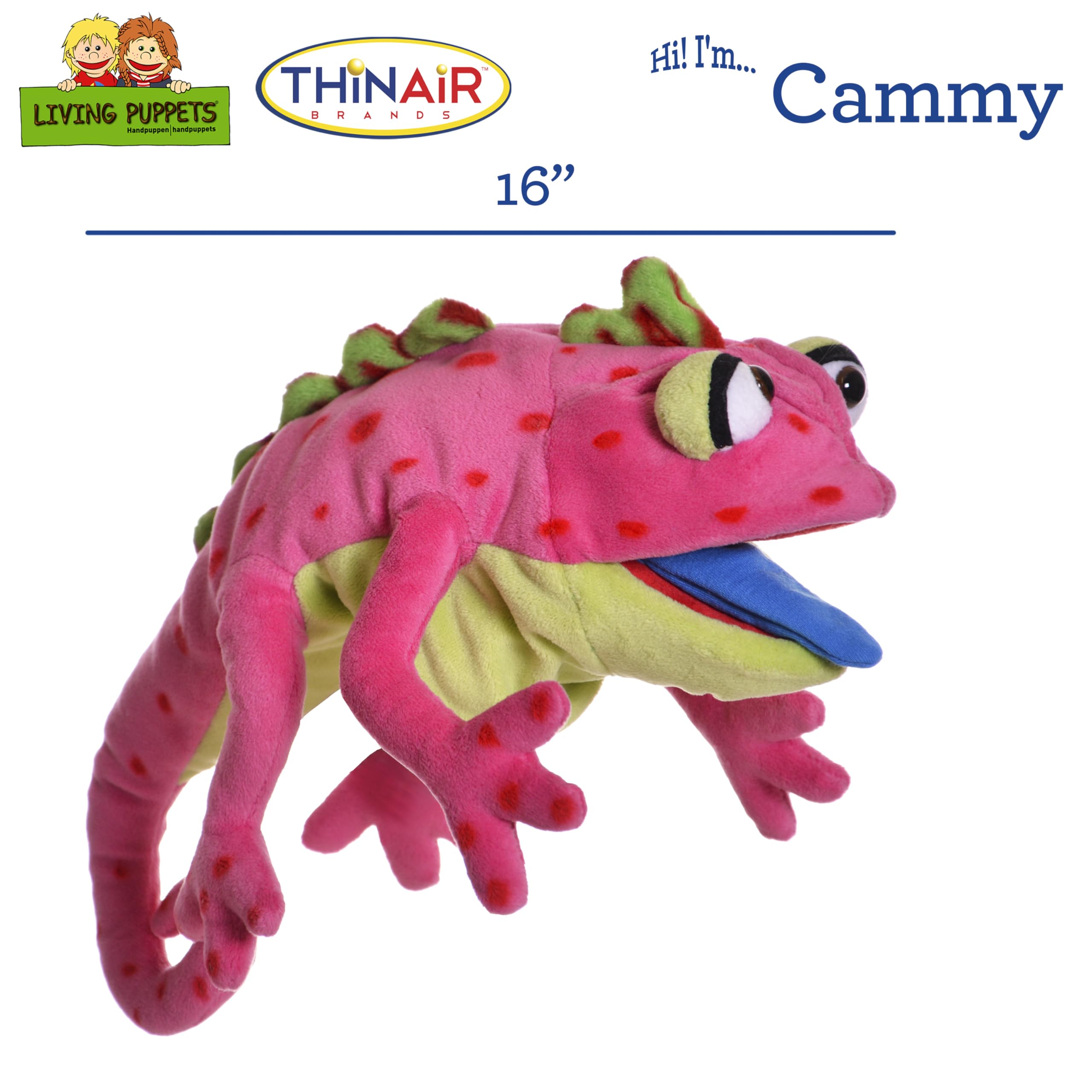 Playful Minds Living Puppets - Cammy The Chameleon, 16-Inch Plush Hand Puppet for Boys and Girls