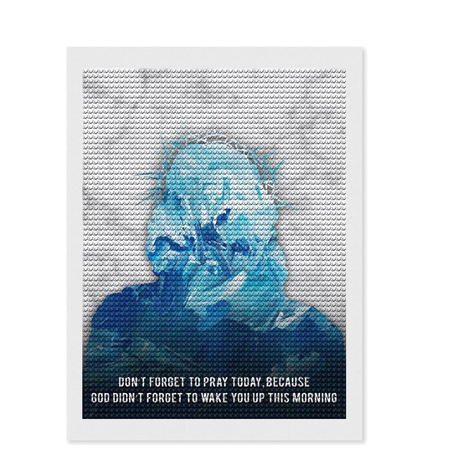 Junmoney Christ Art Quotes 4 Full Drill Diamond Painting Kit 12"x16", Office Decor, for Beginners, Full Kit Included, Christmas Gift