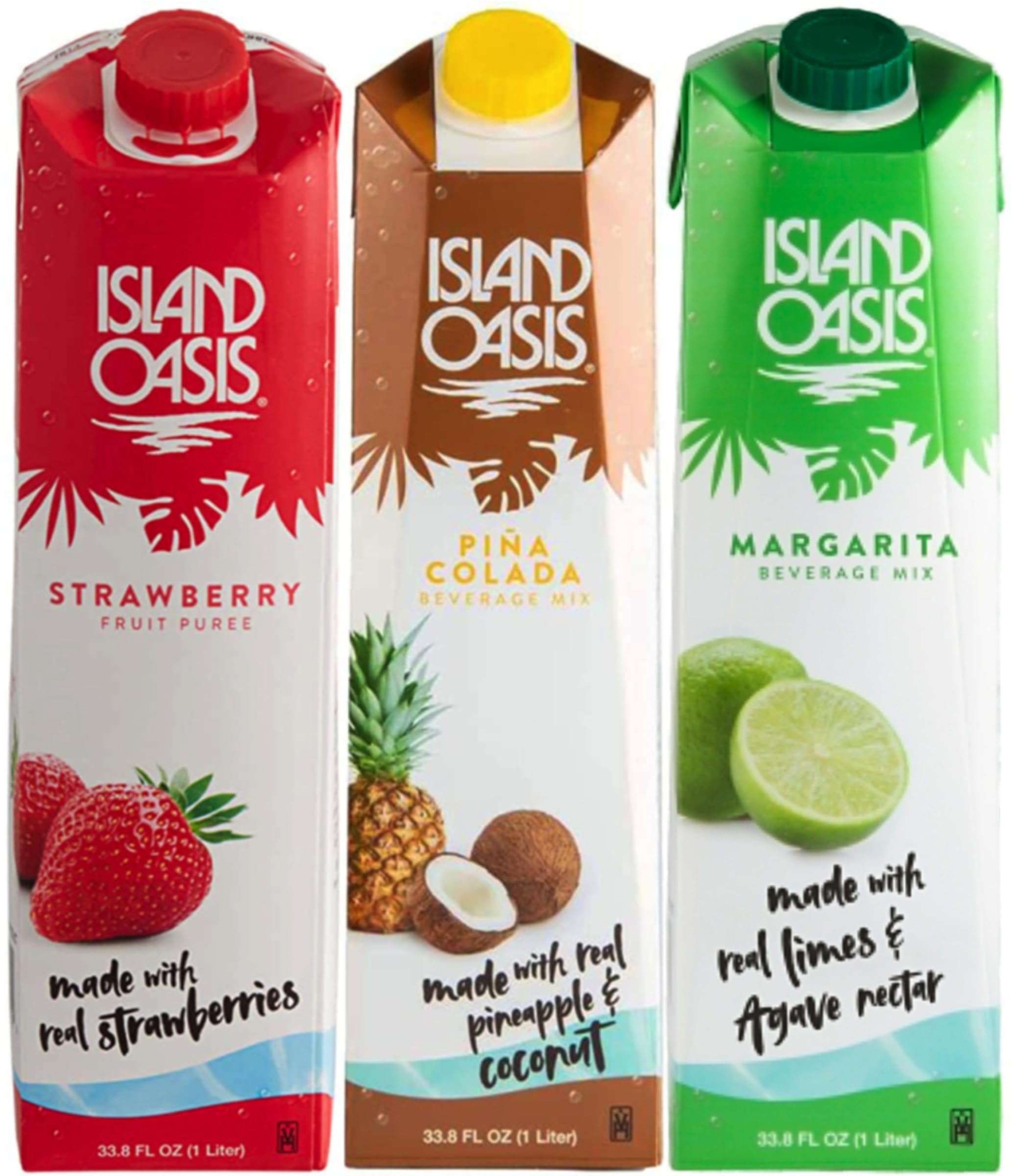 Island Oasis Drink Mix Variety, 1 of each: Strawberry Puree, Pina Colada Puree & Margarita Mix, 33.8 fl oz (1 Liter)