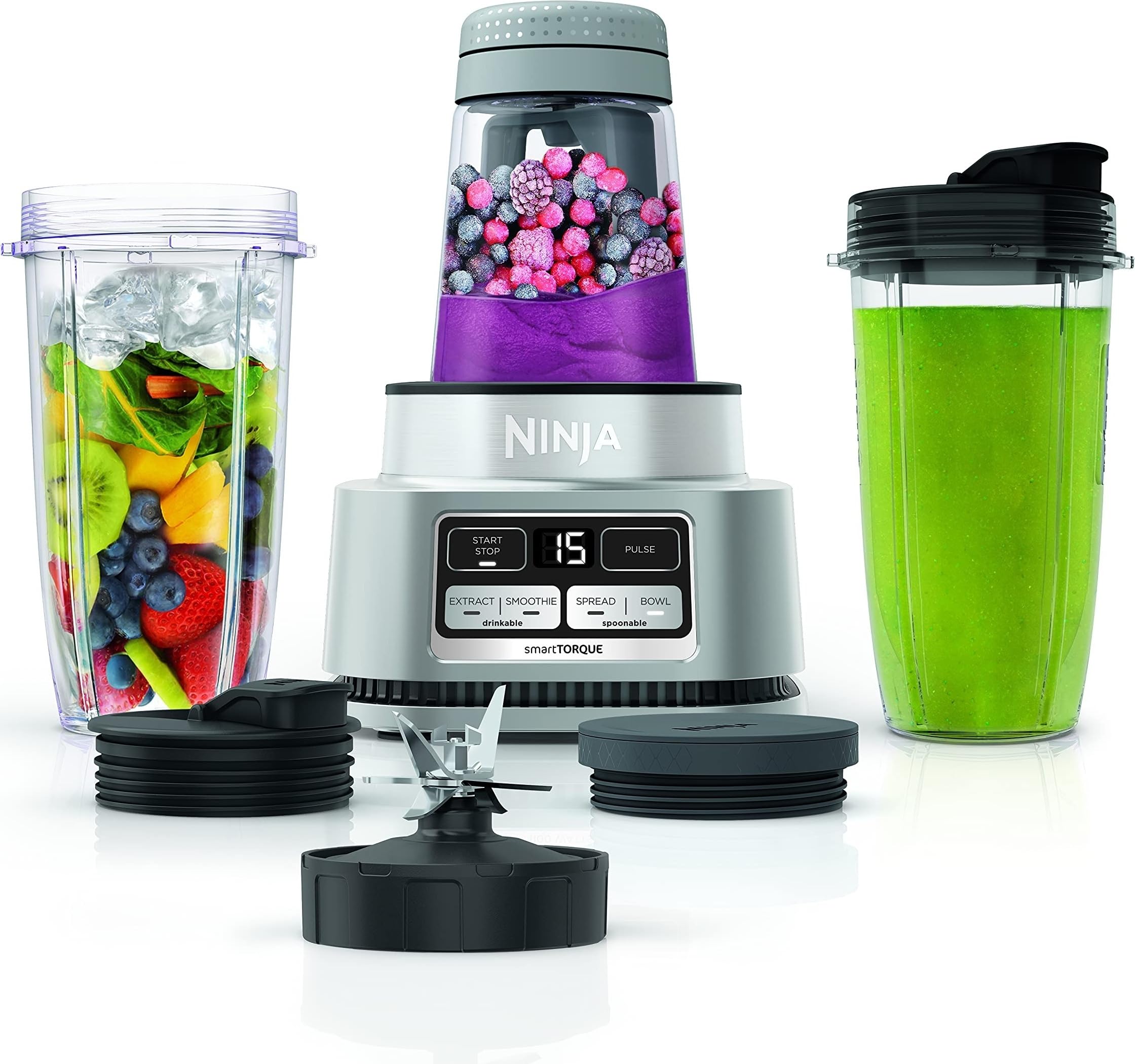 Ninja Foodi Personal Blender & Smoothie Bowl Maker 1200PW SS101 | smartTORQUE motor Hybrid Edge blades. Smoothie bowl maker nutrient extractor 2 24-oz cups. Dishwasher safe. product thumbnail 3