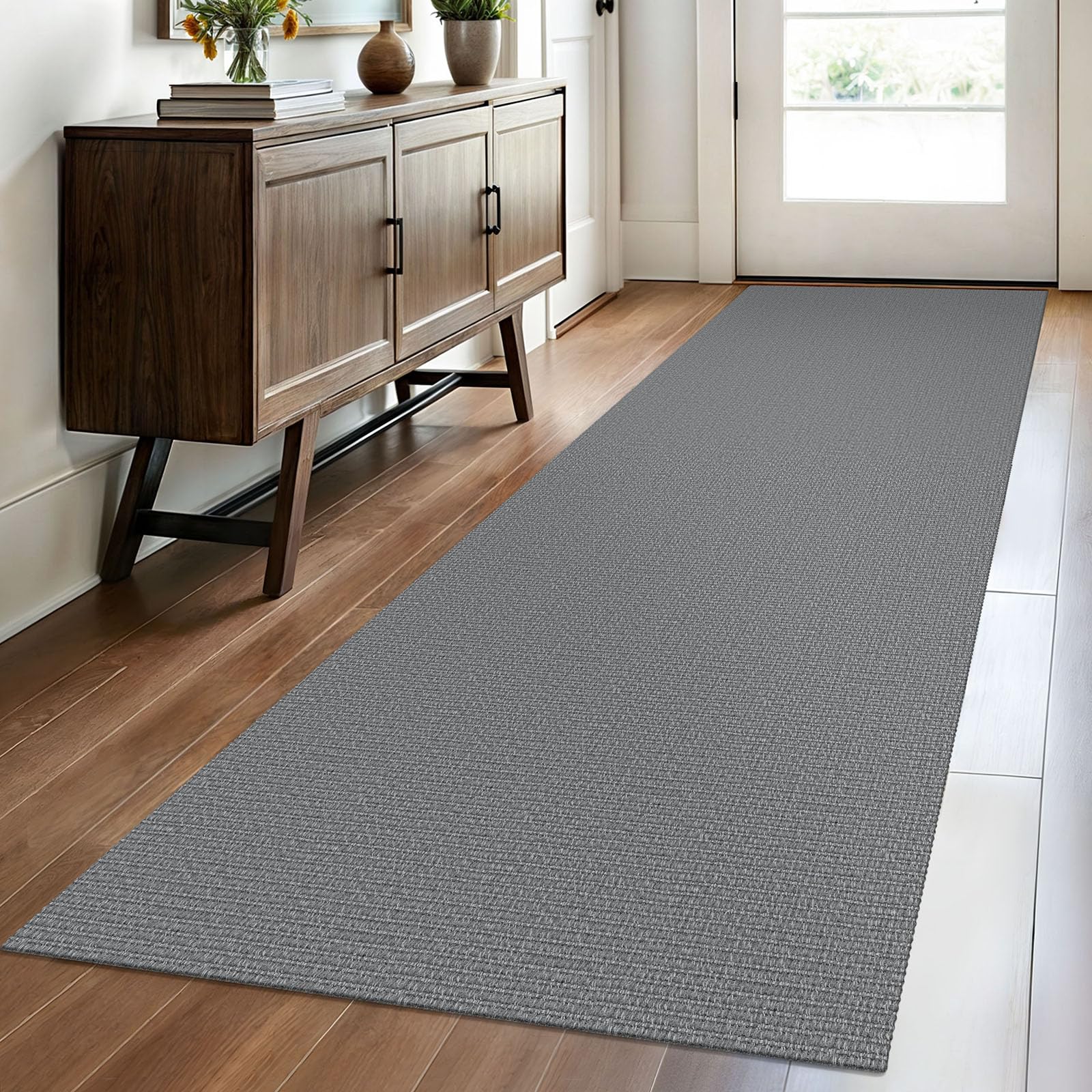 EARTHALL Washable Runner Rug 2.6x8 Ft Non Slip Runners for Hallways Cotton Rubber Backed Kitchen Runner Braided Indoor Floor Carpet Runners for