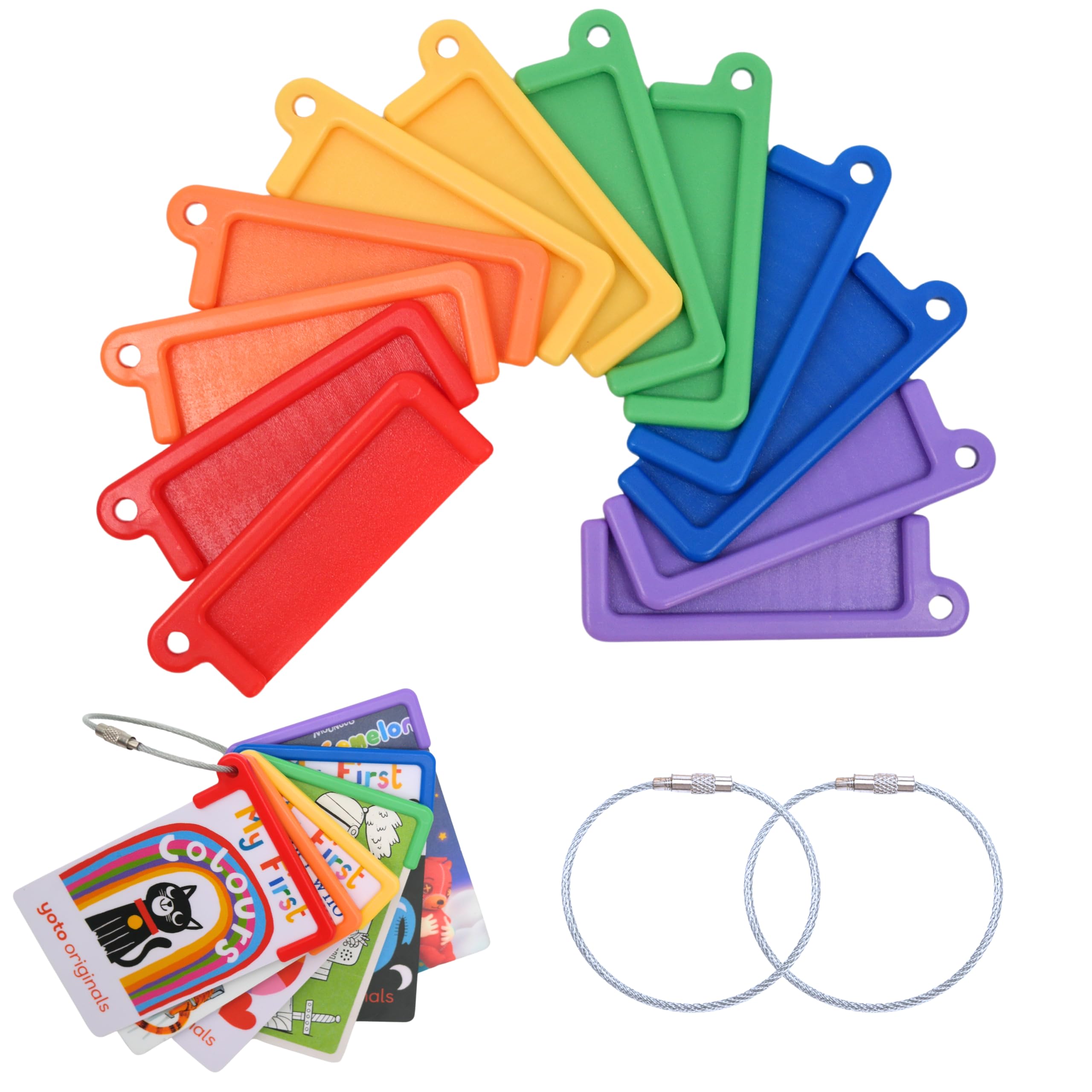 12 Pcs Card Holder for Yoto Cards with 2 Ring Loops, Reusable Portable Yoto Card Holder Ring Set, Audio Story Card Storage Organizer, Accessories Compatible with Yoto Mini Player