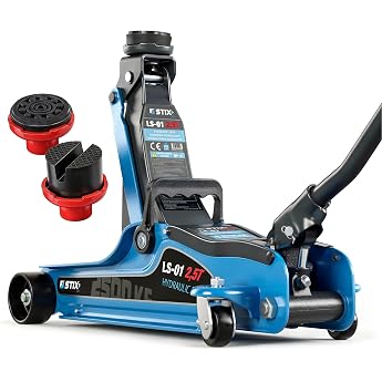 stix hydraulic trolley jack 2.5 t - flat trolley jack - lifting height 85-365 mm 360   wheels - 2 x rubber pads and suv adapter included - ls-01 car jack