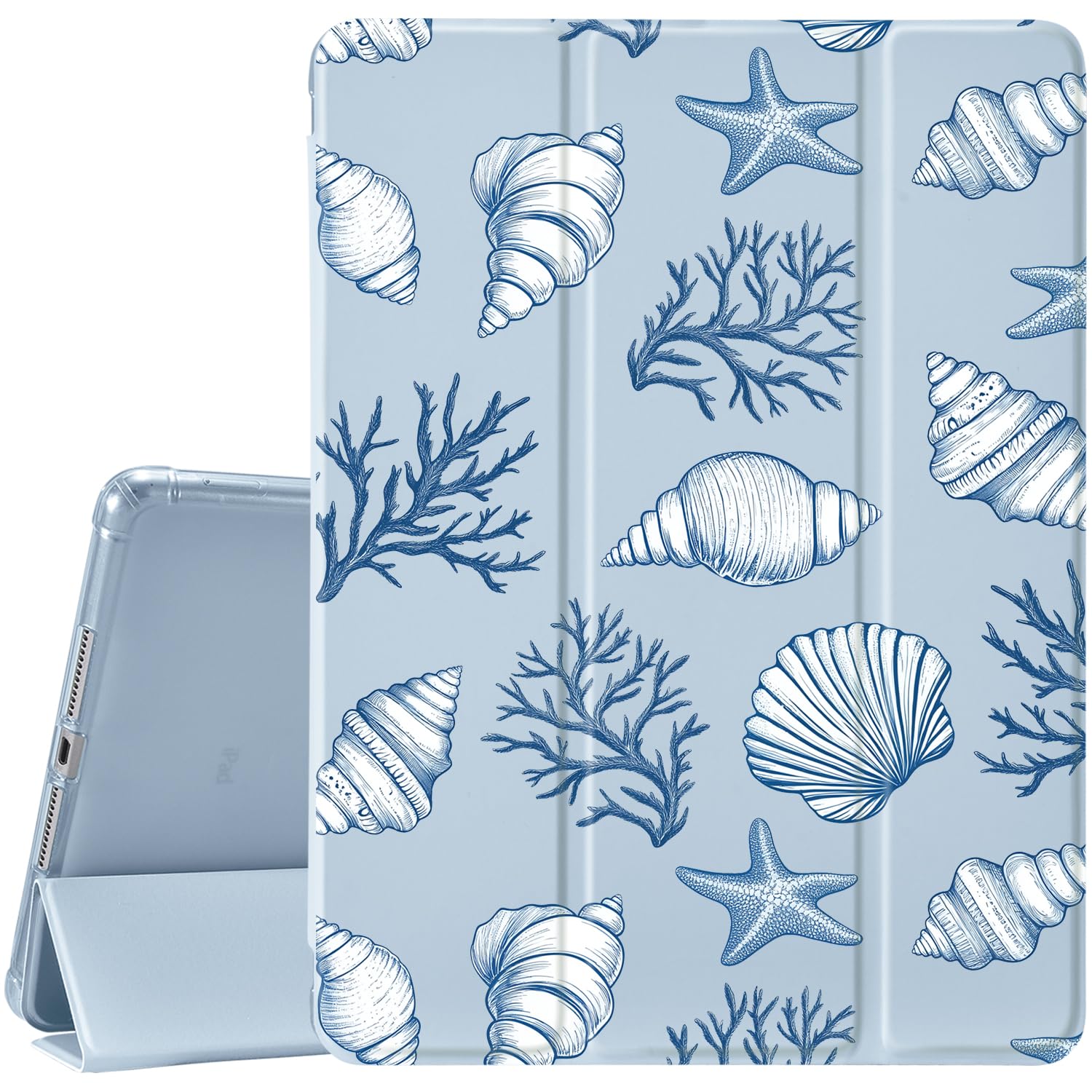 CozyNestCYCartoon Cute Sea Case for 11 Inch Ipad Pro 2022 Unique Coral Pattern Cover for Ipad Auto Sleep/Wake Adjustable Anti-Slip Shockproof