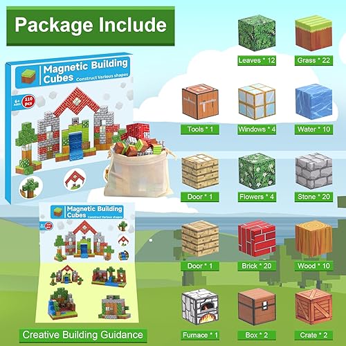 Miniatura 2 de Bloques magnéticos construye 110 piezas de juguetes magnéticos para niños y niñas de 6 7 8 9 10 años, juguetes de construcción apilables STEM
