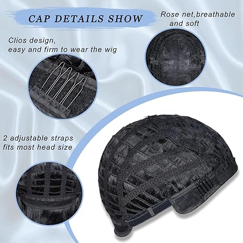 Miniatura 8 de Annivia Peluca larga ondulada negra con flequillo para mujer, peluca larga y ondulada de aspecto natural, peluca de fibra sintética resistente al