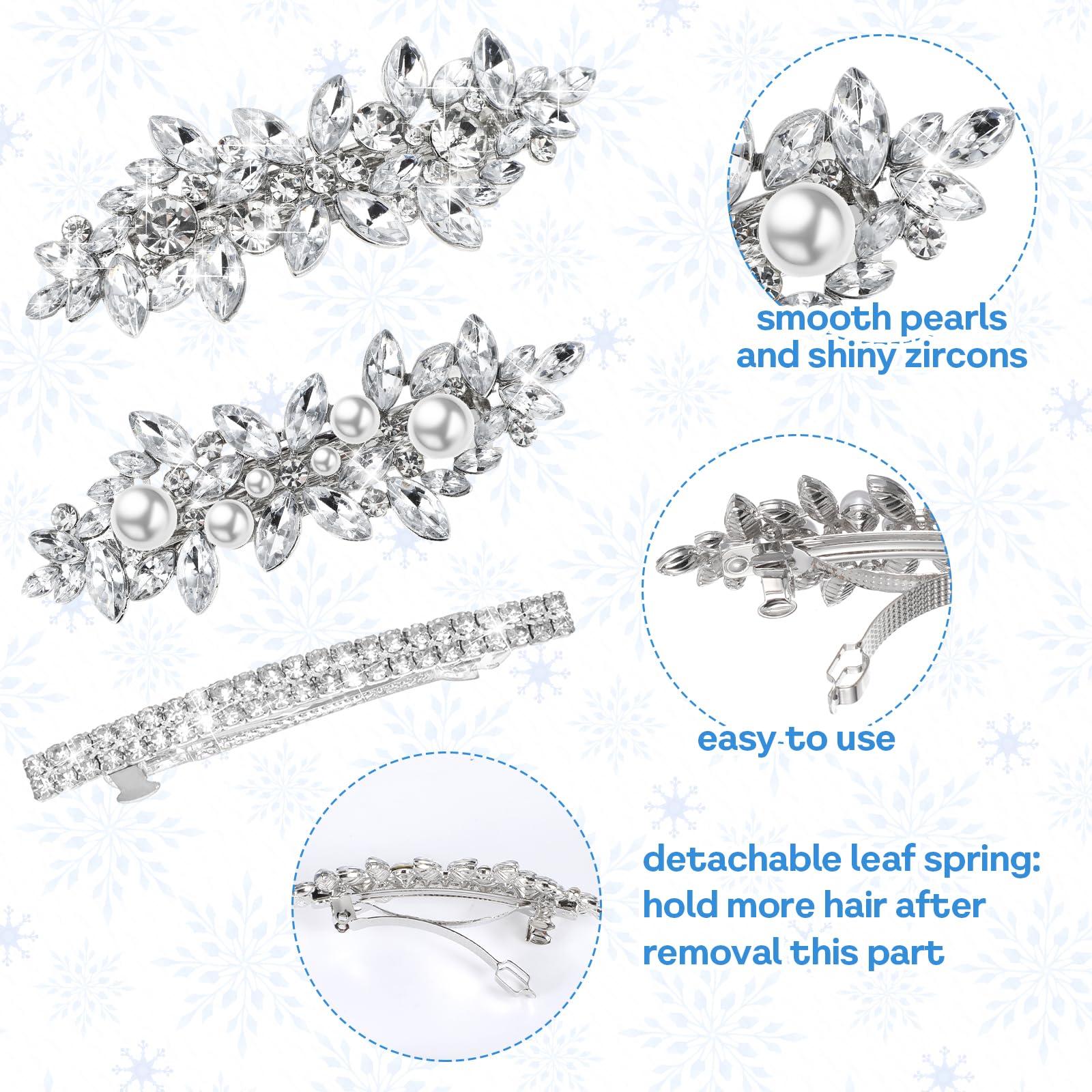 Zoestar Bloem bruid bruiloft haarspelden zilver kristal hoofddeksel bruids strass haarclips kralen haaraccessoires voor vrouwen en meisjes (Pack van 3