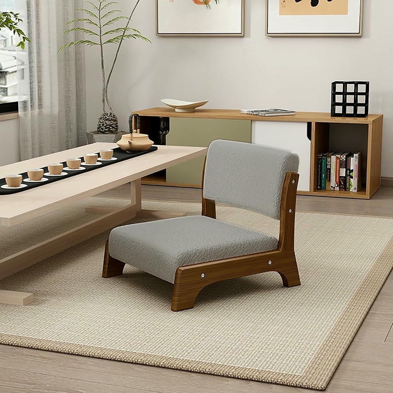 Chaise de plancher japonaise en bois tatami pour salon et méditation