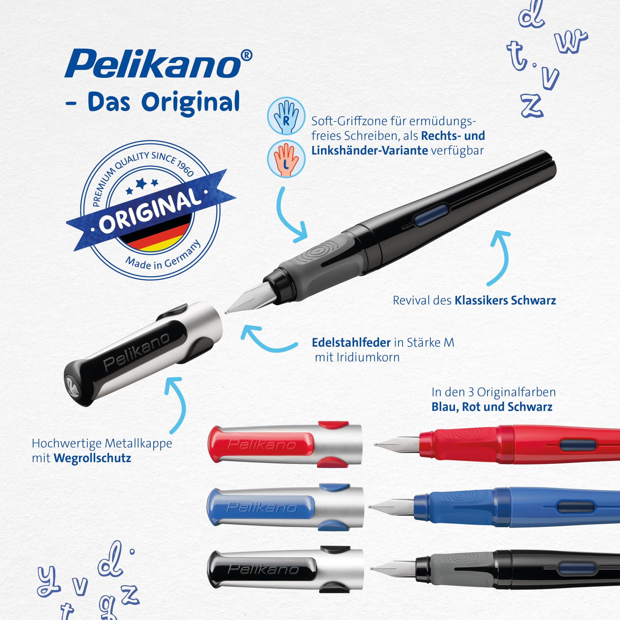 Pelikan vulpen Pelikano voor rechtshandigen zwart lichaam