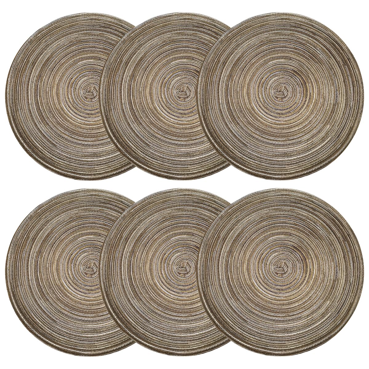 6 Pièces 30 cm Set de Table Rond, Table Ronds Tressés en Coton Lavables, Résistants à Chaleur et Antidérapant Dessous Assiette, Tissés Naturellement sous Assiette aux Mariages, Banquets, Cuisines