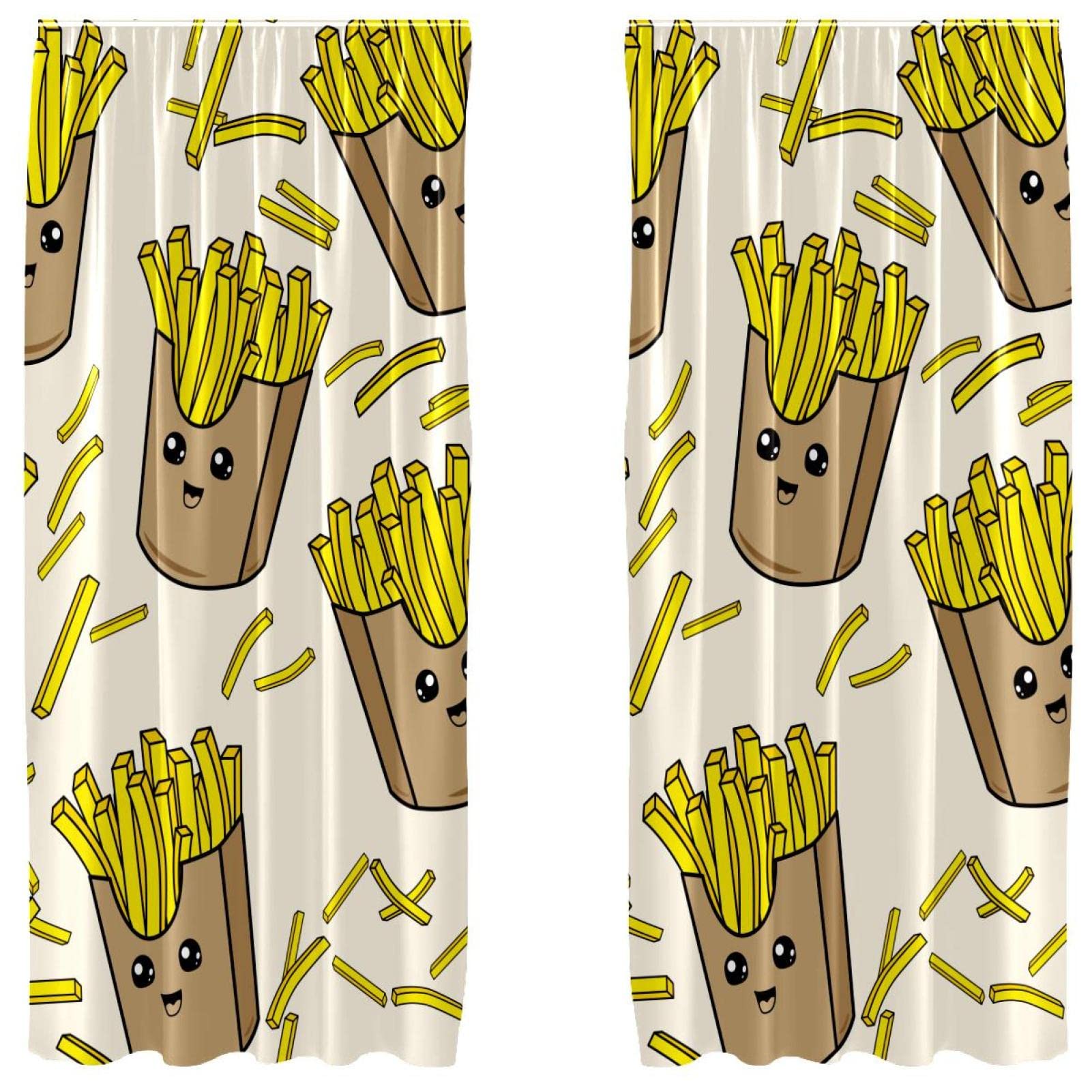 Cortinas opacas de papas fritas infantiles de 55x84 pulgadas para ventanas de dormitorio