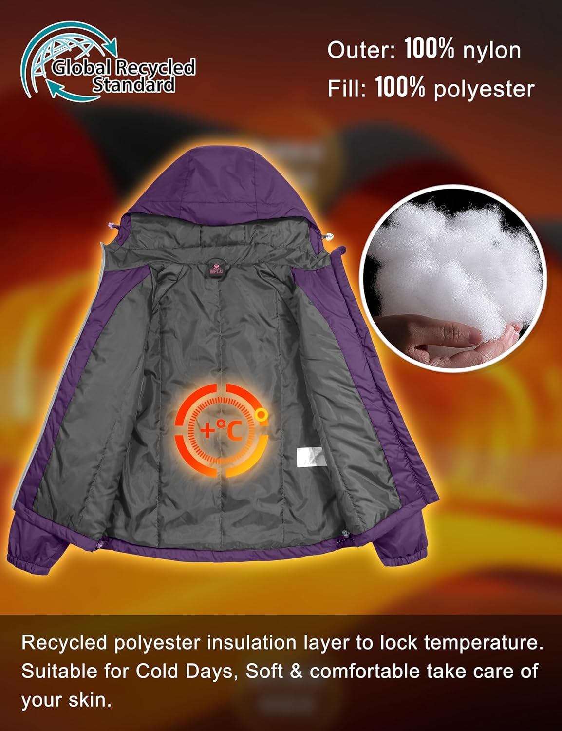 Little Donkey Andy Women's Insulated Winter Jacket Lightweight Waterproof Coat with Hood for Hiking Walking Travel - Image 3