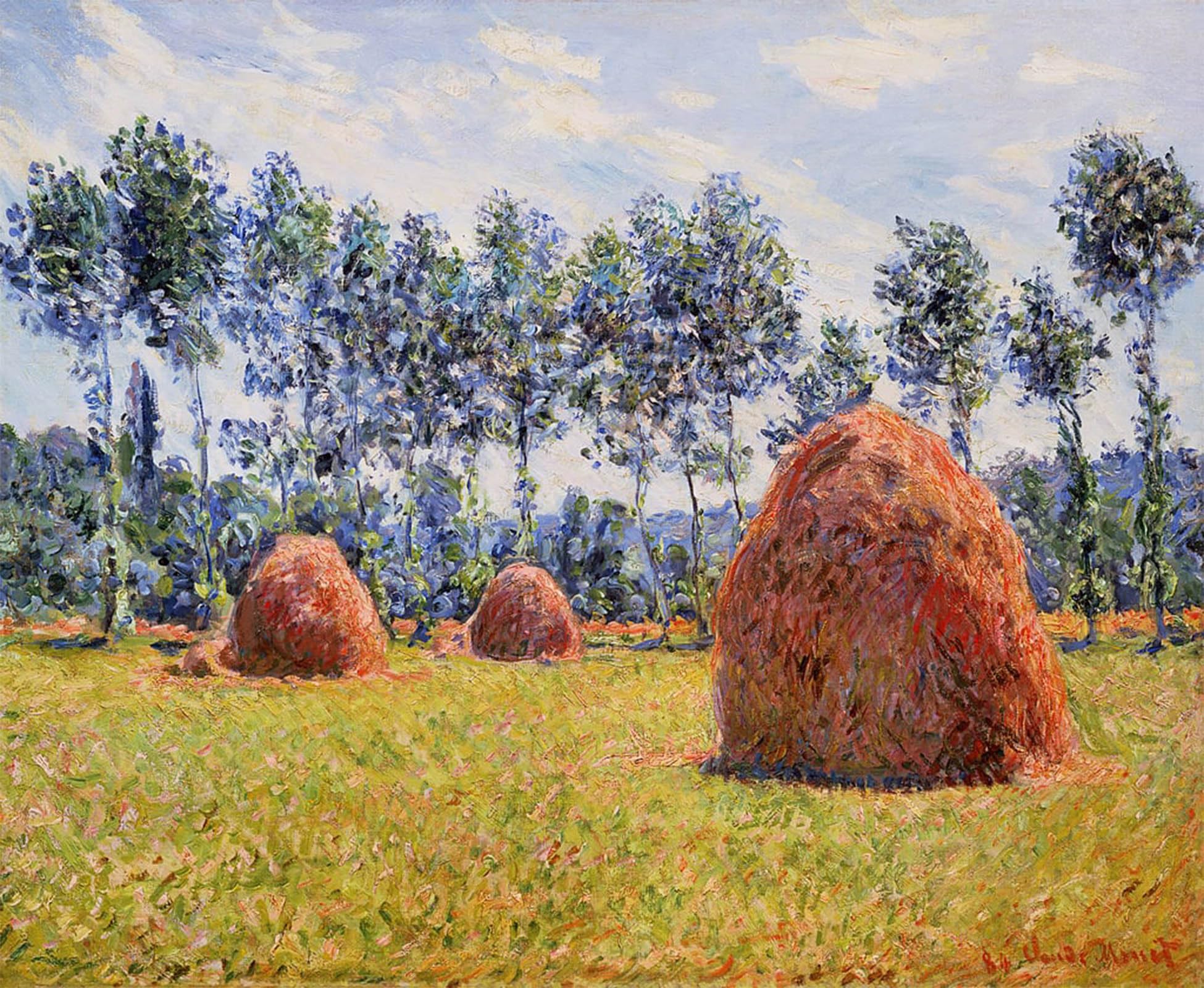 SERENDIPITP Vintage Wall Art Canvas Nordic Poster Canvas Print Picture Haystacks At Giverny by Claude Monet Wall Art Poster for Home Decor 60x90cm