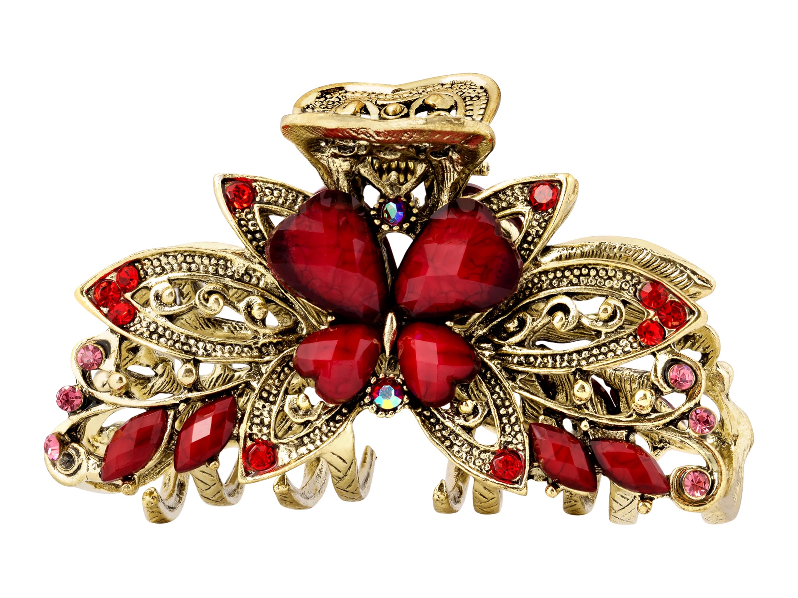 MINACHI Bohemian Retro Style Butterfly Hair Claws, Hair Clips, Alloy Resin Red Toned Hair Accessories for Women