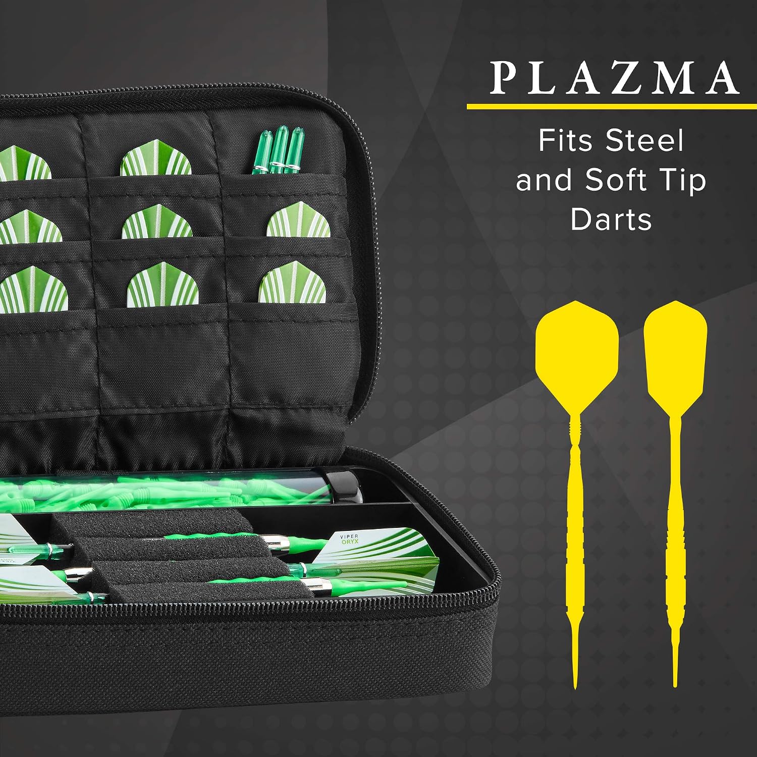 Casemaster Plazma Dart Case for Soft and Steel Tip Darts, Holds 3 Darts and Features Built-In Storage Tube and Pockets for Flights, Tips, Shafts, and Personal Items image 5