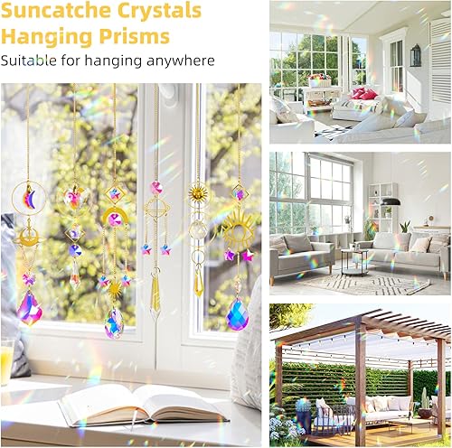 Miniatura 26 de 6 piezas de cristales coloridos atrapasoles colgante con cadena colgante, bolas de cristal para ventana, hogar, jardín, Navidad, fiesta, decoración