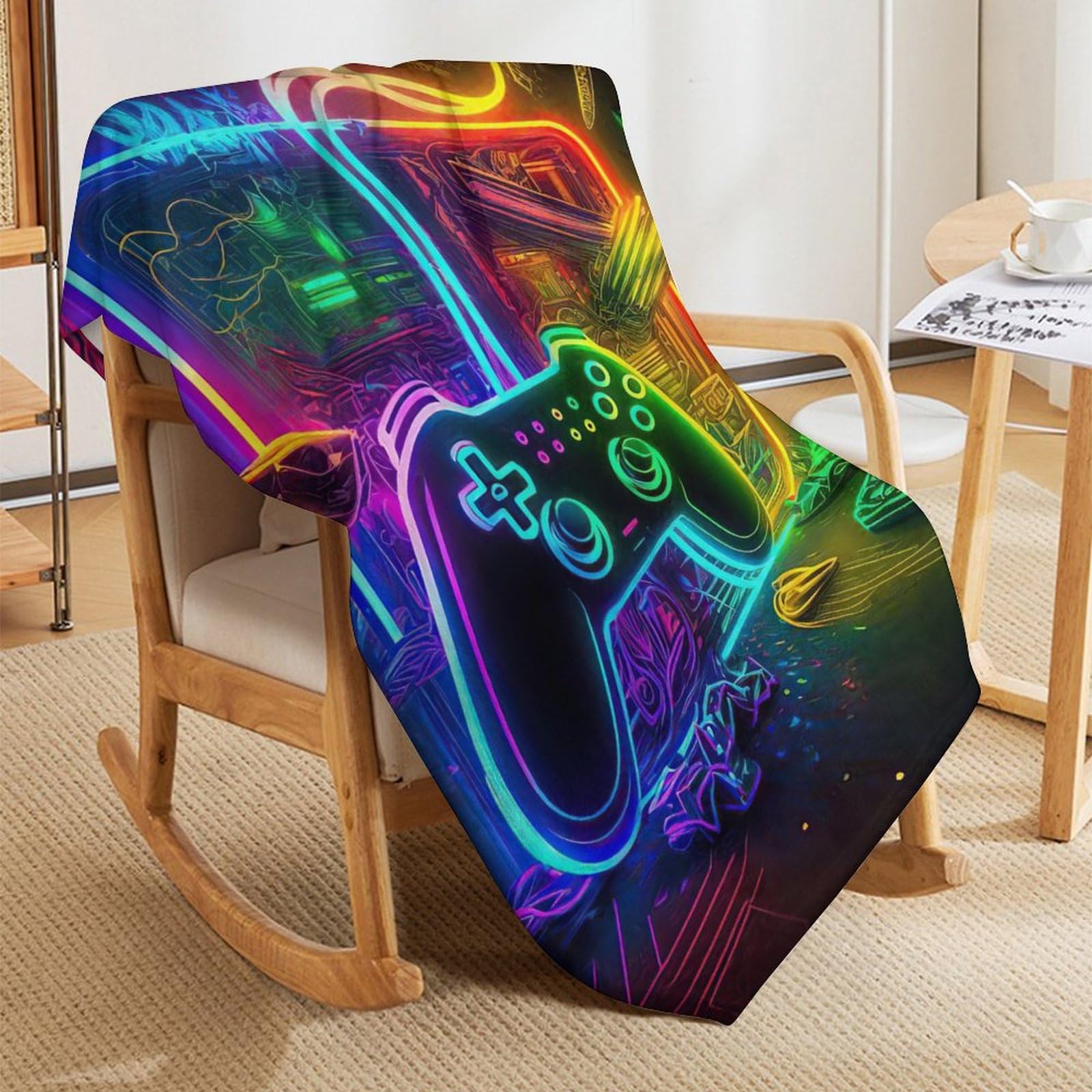 Gamecontroller Decke,Vier Jahreszeiten Weich Wohndecke Schlafdecke Sofadecke Pelzdecke Couchdecke Flannel Bett Decken 150×200cm