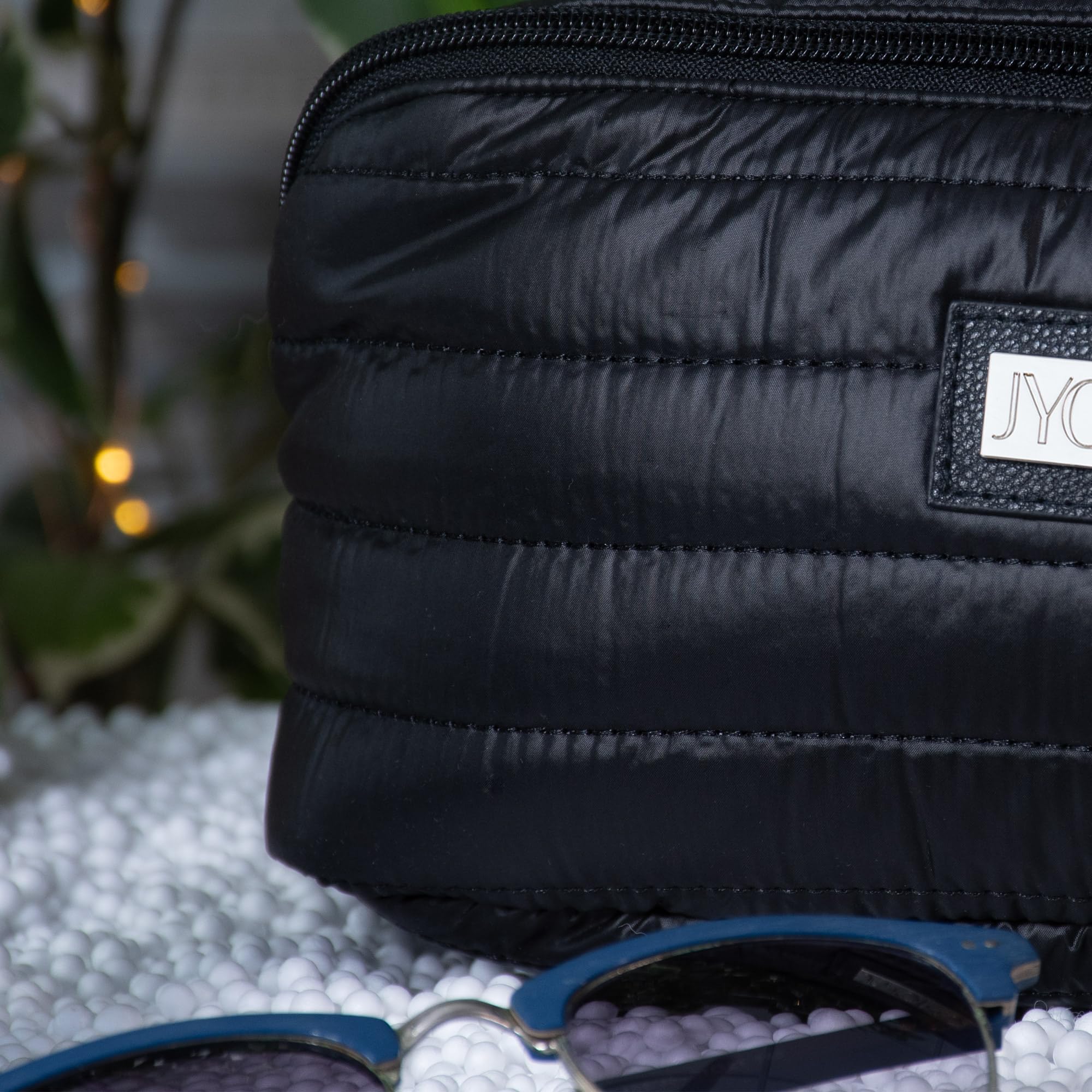 JYOKO Neceser con Múltiples Compartimentos, Bolsa de Maquillaje Elaborado con Tejido Anti Manchas, Beauty Case, Bolsa de Aseo Portable (Negro Impermeable)
