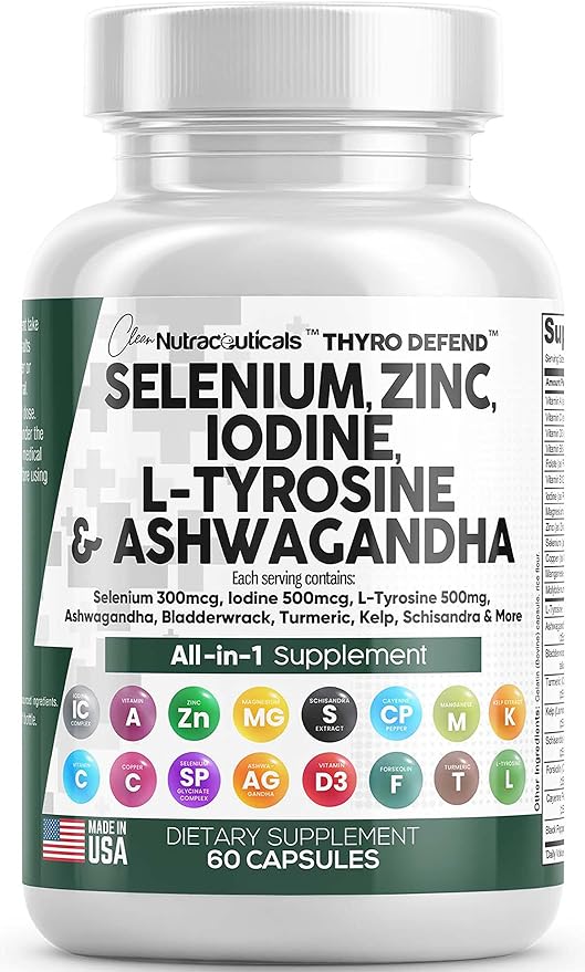 Selenium 300mcg Zinc 50mg Iodine 500mcg L Tyrosine 500mg