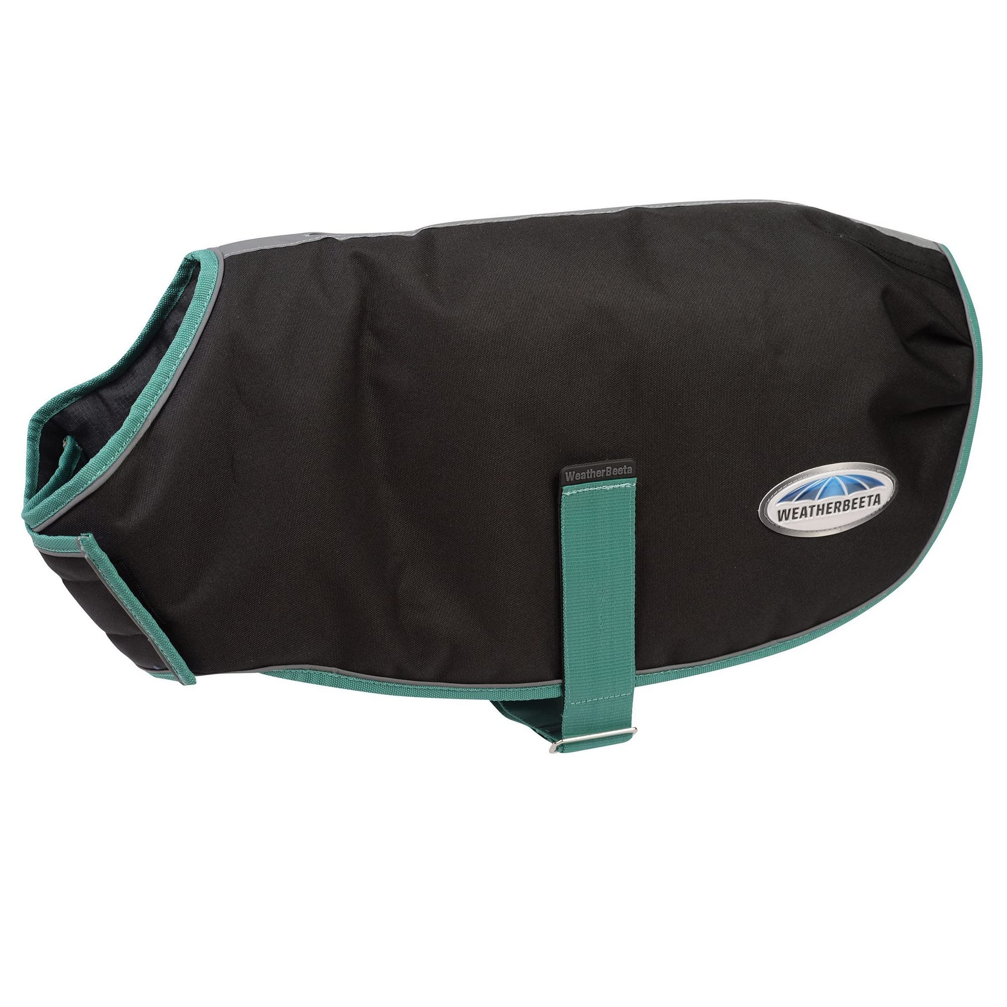 WeatherBeeta Green-Tec 900d Dog Coat Lite Plus, Black/Bottle Green, 65cm