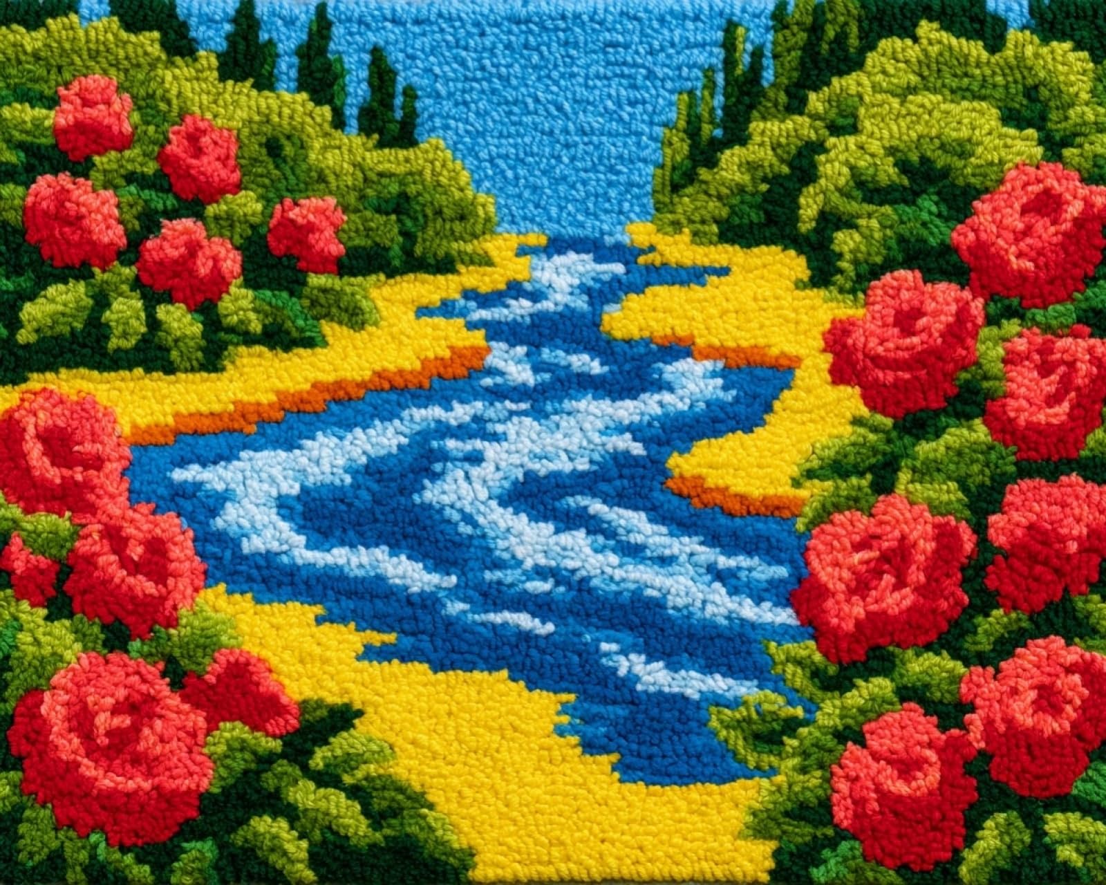 Wallphantom Stream Roses Latch Hook Craft Kits,