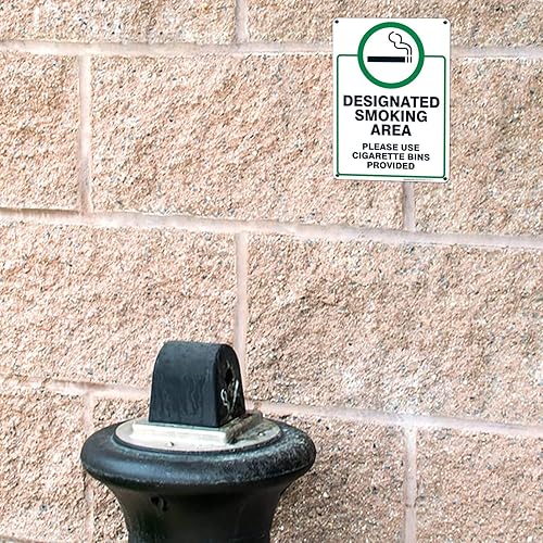 Miniatura 8 de Sigo Signs - Letrero de área de fumar por favor use cigarrillos 10 x 14 pulgadas aluminio libre de óxido 040 resistente a la decoloración fabricado