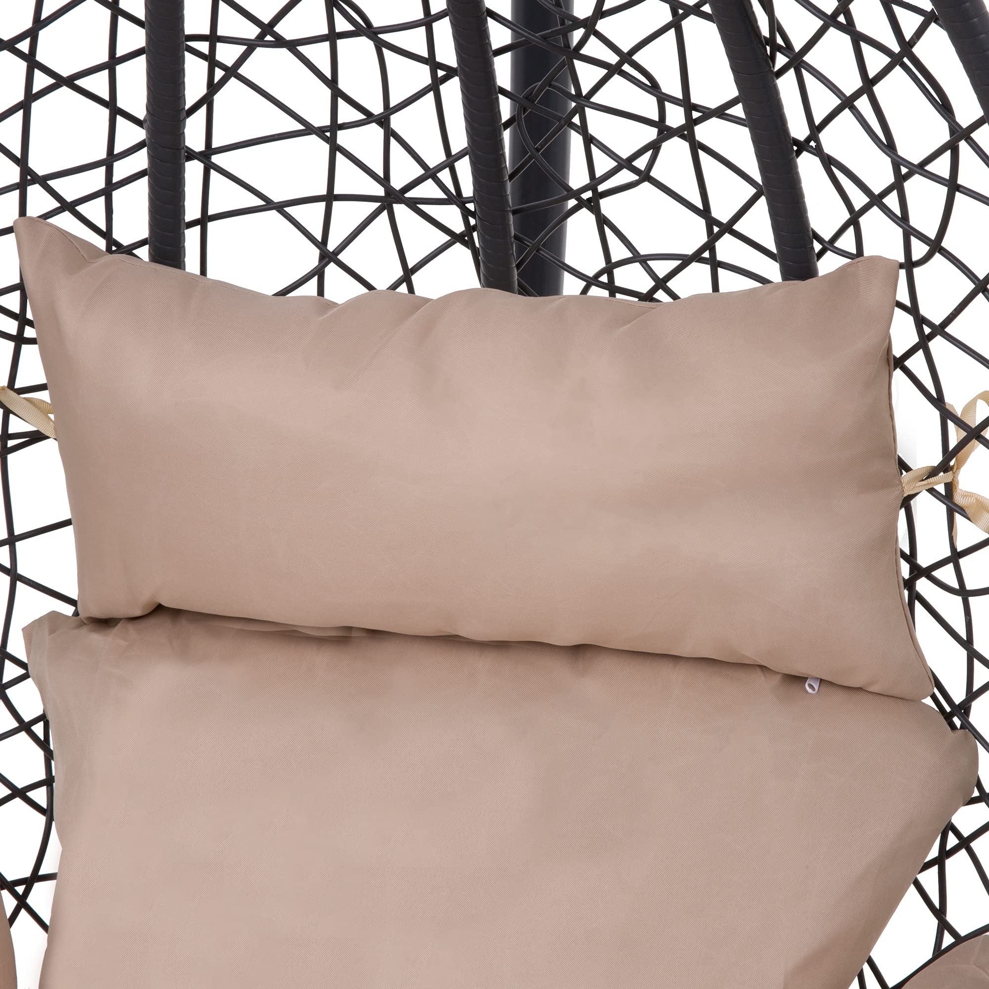 PATIO Hängesessel mit Gestell bis 120 kg Cyrille Stahlgestell Hängekorb aus Polyrattan mit Aufage Kopfkissen