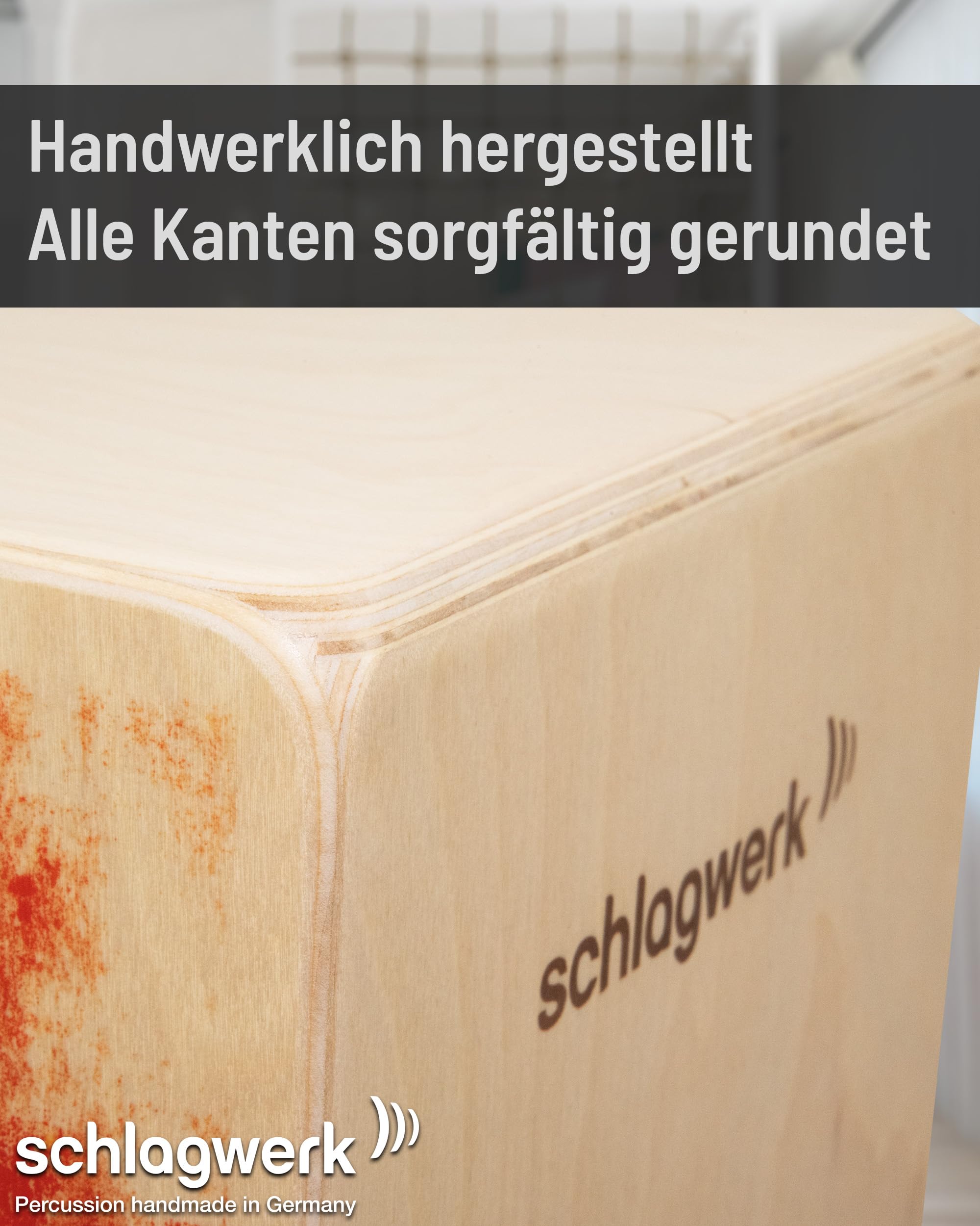 Schlagwerk CP402 High Five Kids Cajon - Cajon Instrument speziell für Kinder und kleine Trommler - Musikinstrument Schlagzeug für Kinder mit Snare 24 x 24 x 36 cm - Made in Germany