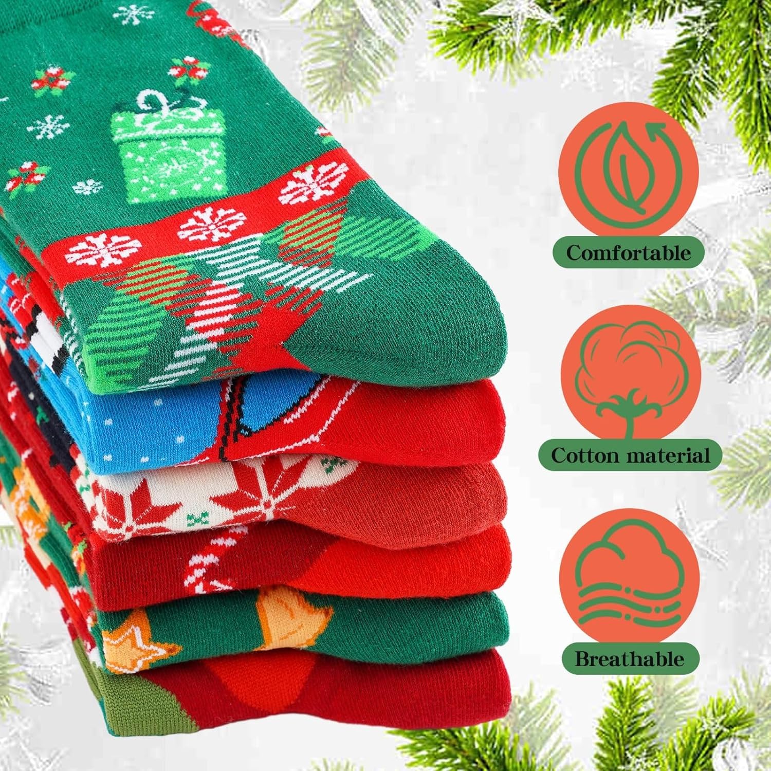 4 Pairs Christmas Socks for Women, Christmas Gifts for Mother, Fun Novelty Crew Socks for Mom - Image 4