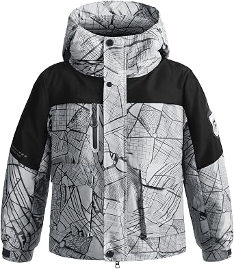 Boys Ski Winter Coat - Lightweight Insulated Waterproof Snow Jacket Hooded Windproof Warm Outerwear for Kids