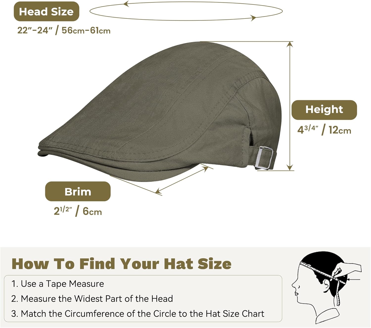 Men's Newsboy Caps 100% Cotton Newsies Flat Hats for Men Adjustable Irish Cabbie Gatsby Hats Ivy Cap for Driving Golf Hunting - Image 3