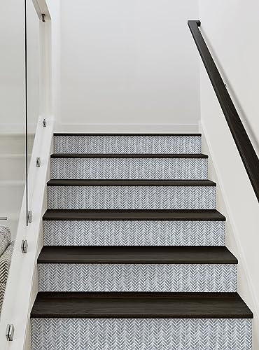 Miniatura 10 de Tiras elevadoras de escalera de acuarela para despegar y pegar (gris invierno, paquete de 6, 48 pulgadas de ancho x 6 pulgadas de alto)