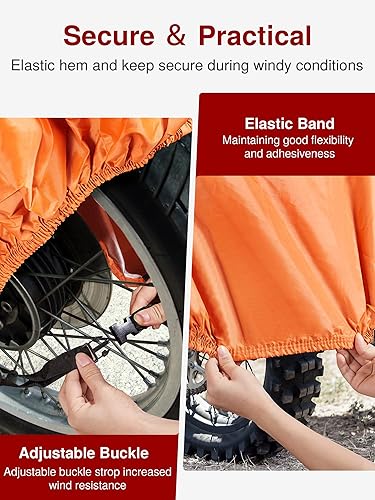 Miniatura 5 de Puroma Funda para motocicleta, tamaño XXL, impermeable, protección para motocicleta para interiores y exteriores, con 4 tiras reflectantes para