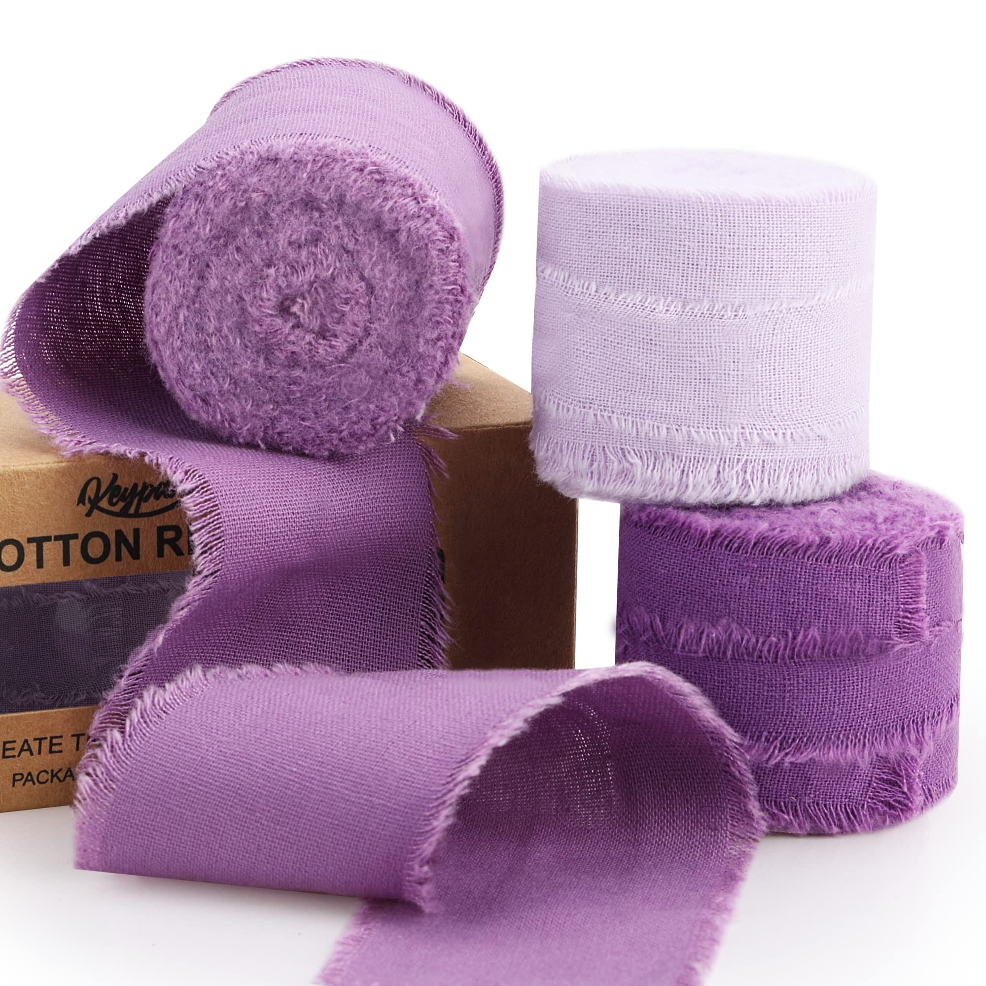 Keypan Purple Ribbon Frayed Cotton Ribbons 38mm x 13.7m