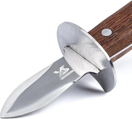 Miniatura 3 de MSY BIGSUNNY Cuchillo Shucker de ostras con mango de palisandro, acero inoxidable de espiga completa