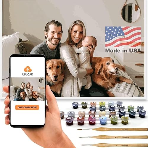 Ledgebay Kit de Pintura por Números Personalizado para Adultos, Color por Números para Adultos, Kits de Pintura por Números para Adultos, Kit de